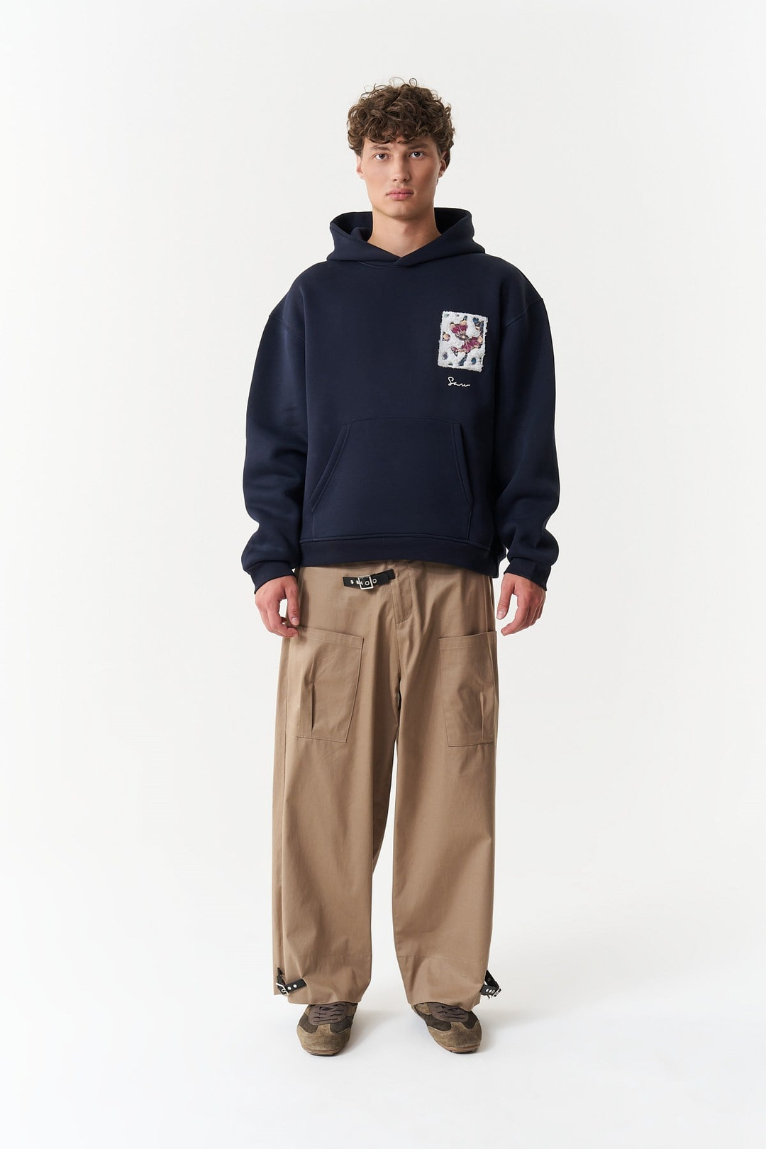 Baroque Bloom Oversize Erkek Sweatshirt Lacivert