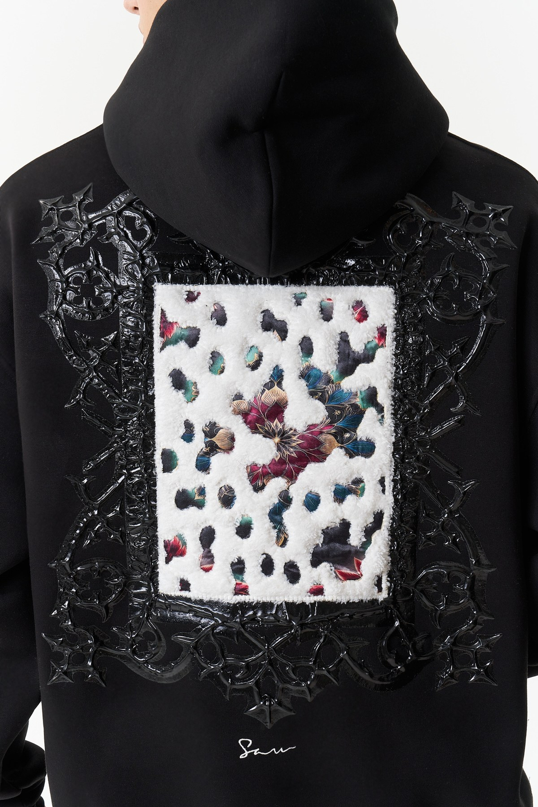 Baroque Bloom Oversize Erkek Sweatshirt Siyah