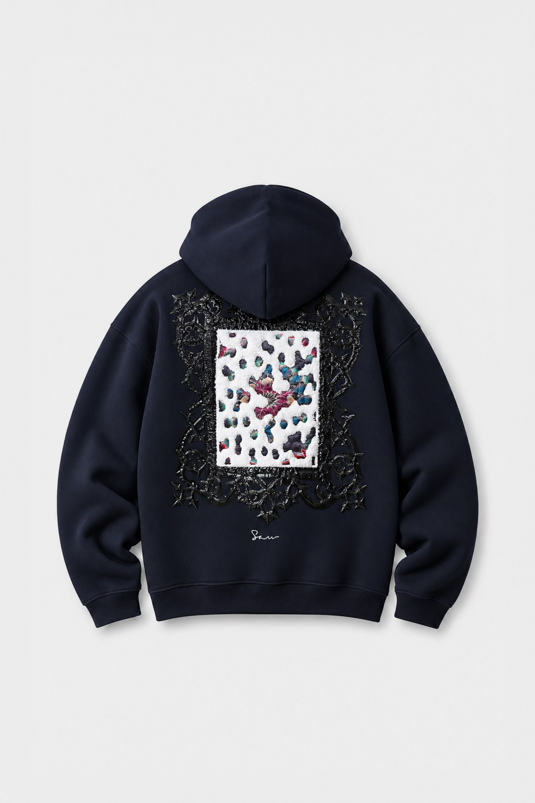 Baroque Bloom Oversize Erkek Sweatshirt Lacivert