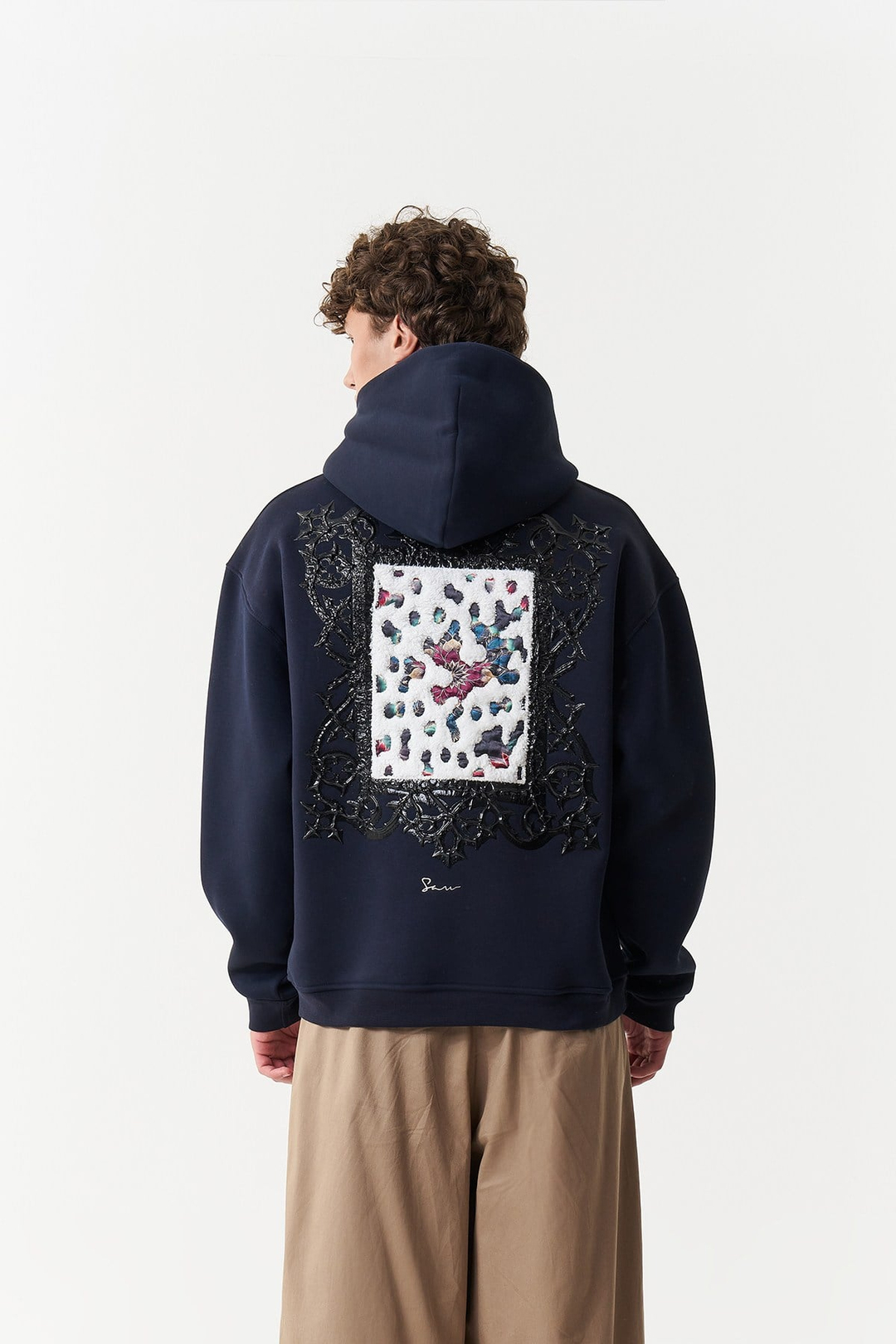 Baroque Bloom Oversize Erkek Sweatshirt Lacivert