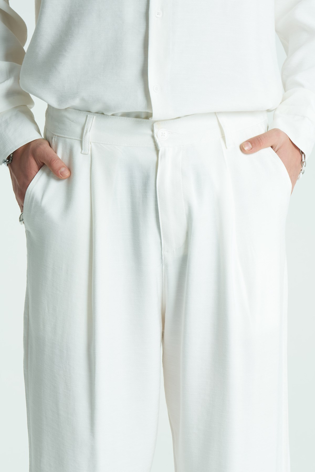 Base Relaxed Fit Erkek Pantolon Ekru