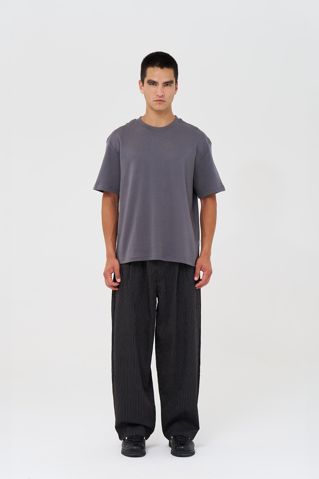 Basic Relaxed Fit Tişört Erkek /03 Füme