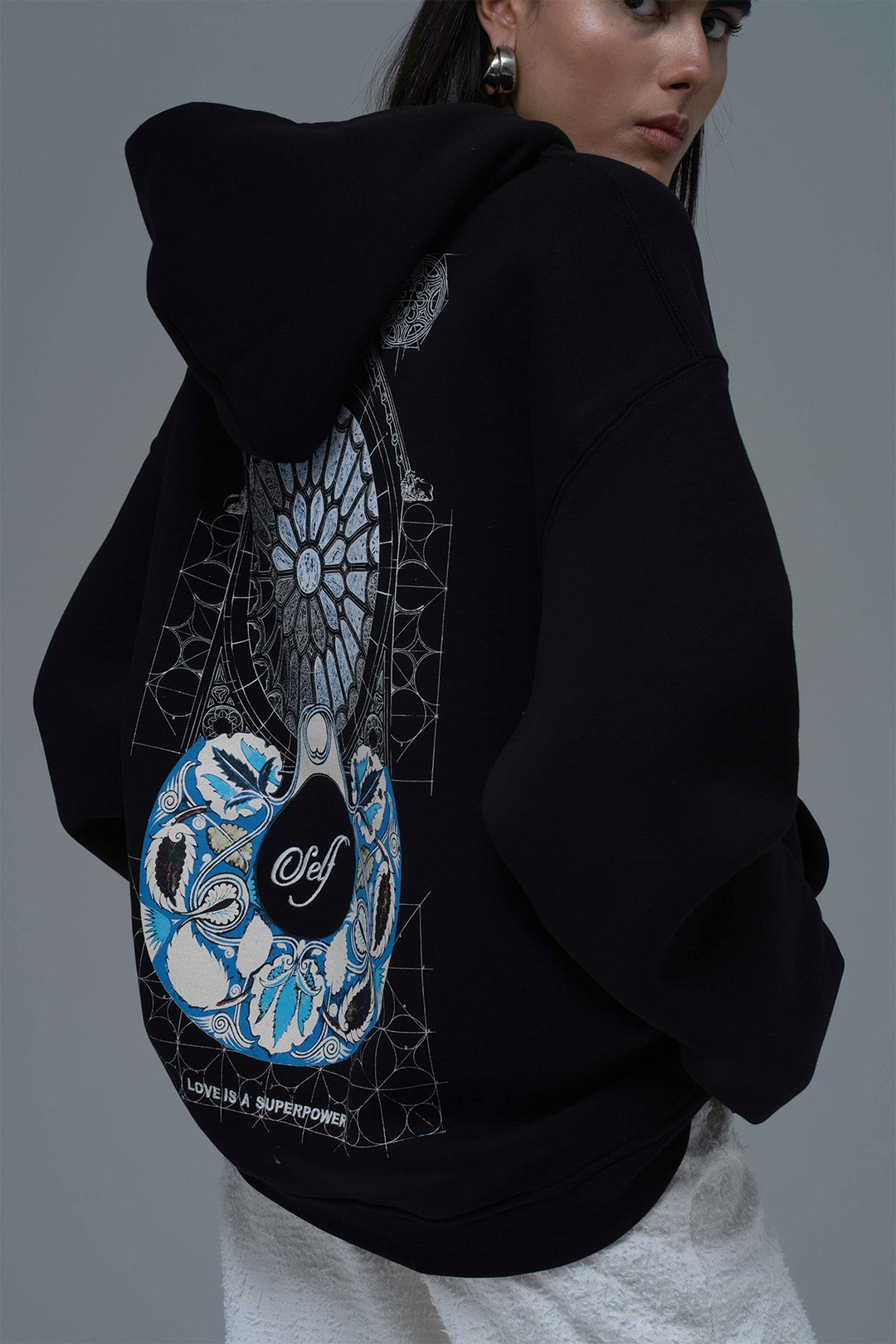 Be Good To Yourself Oversize Sweatshirt Kadın Siyah