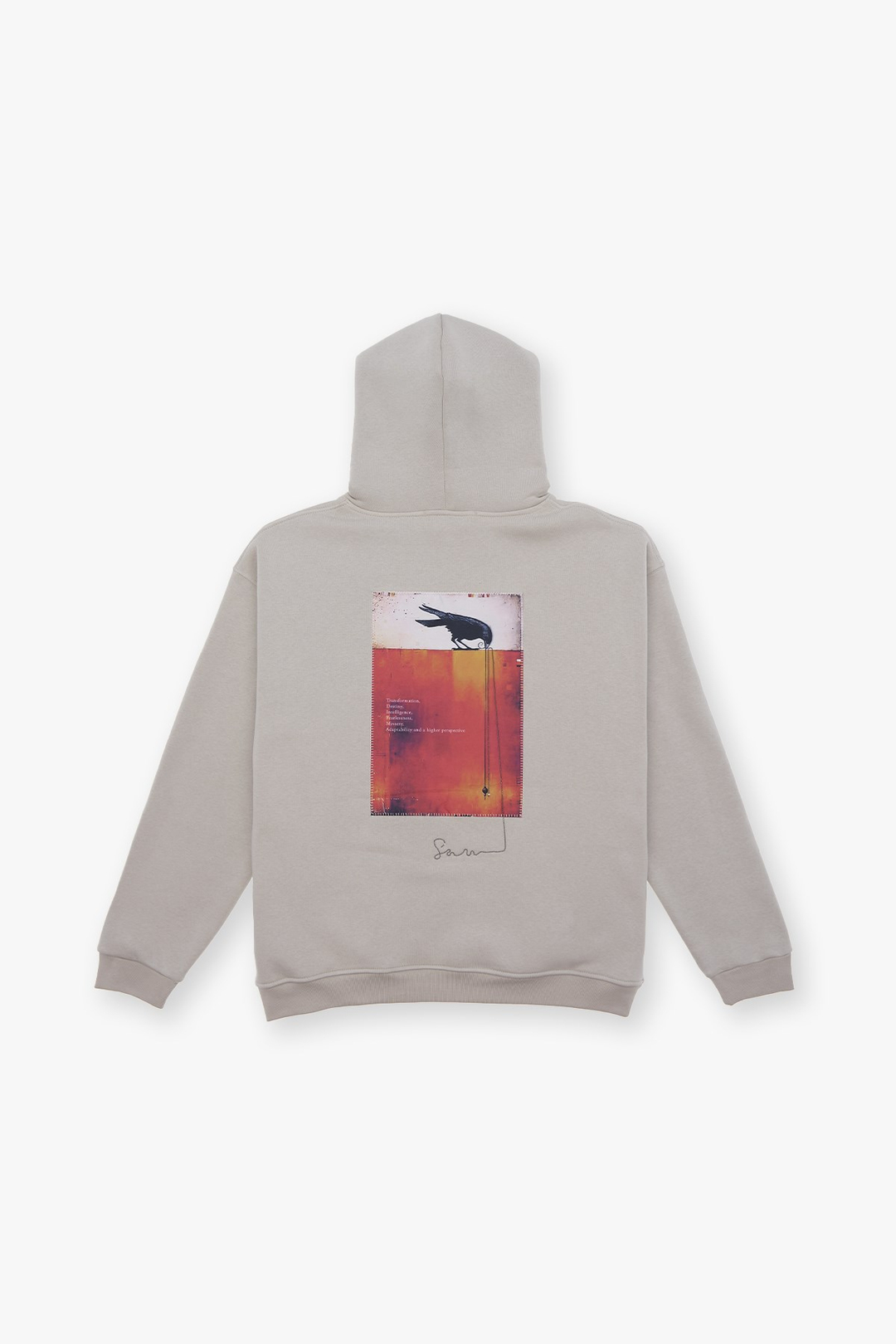 Crow of Transformation Oversize Sweatshirt Erkek Stone