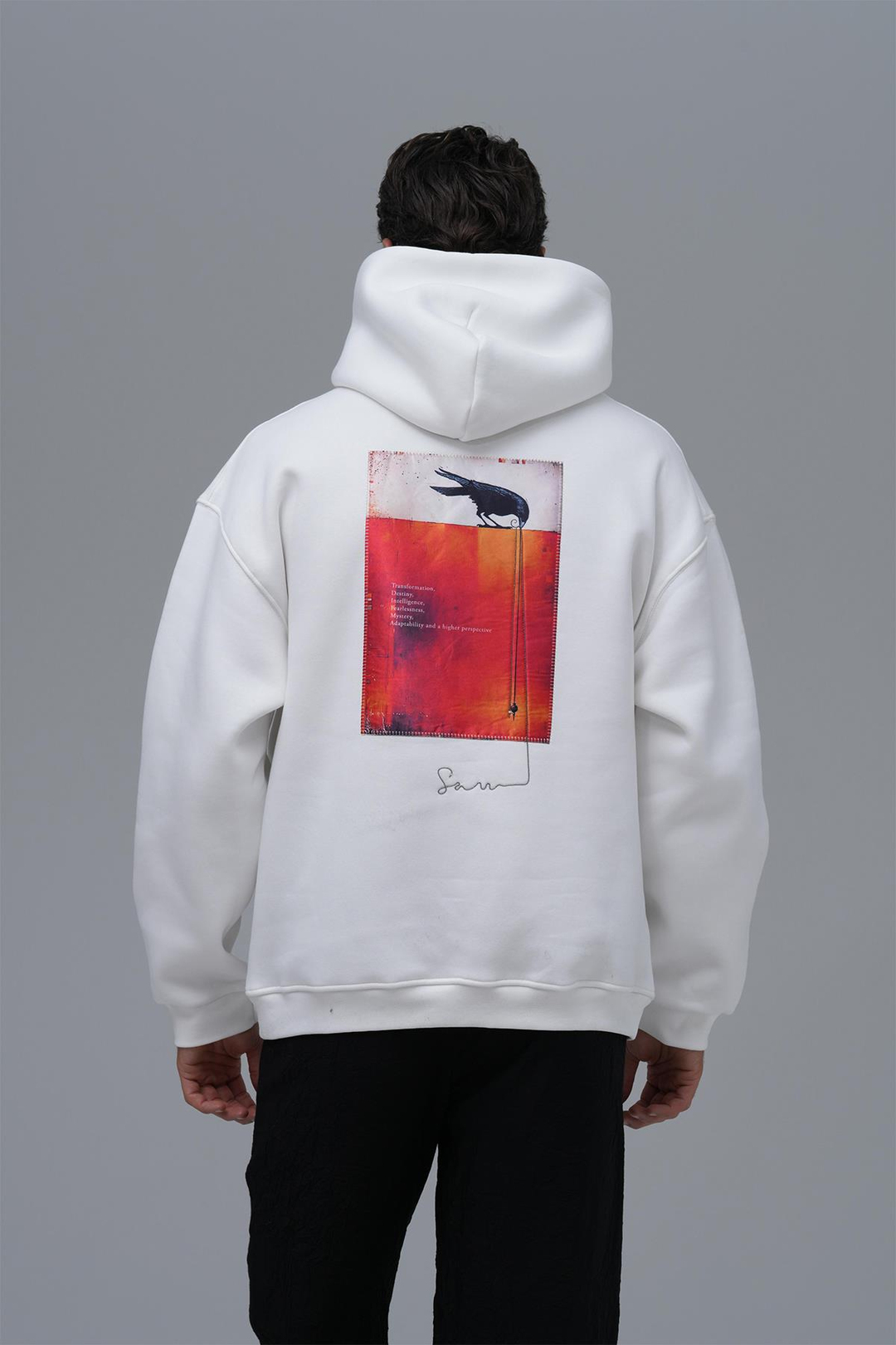 Crow of Transformation Oversize Sweatshirt Erkek Ekru