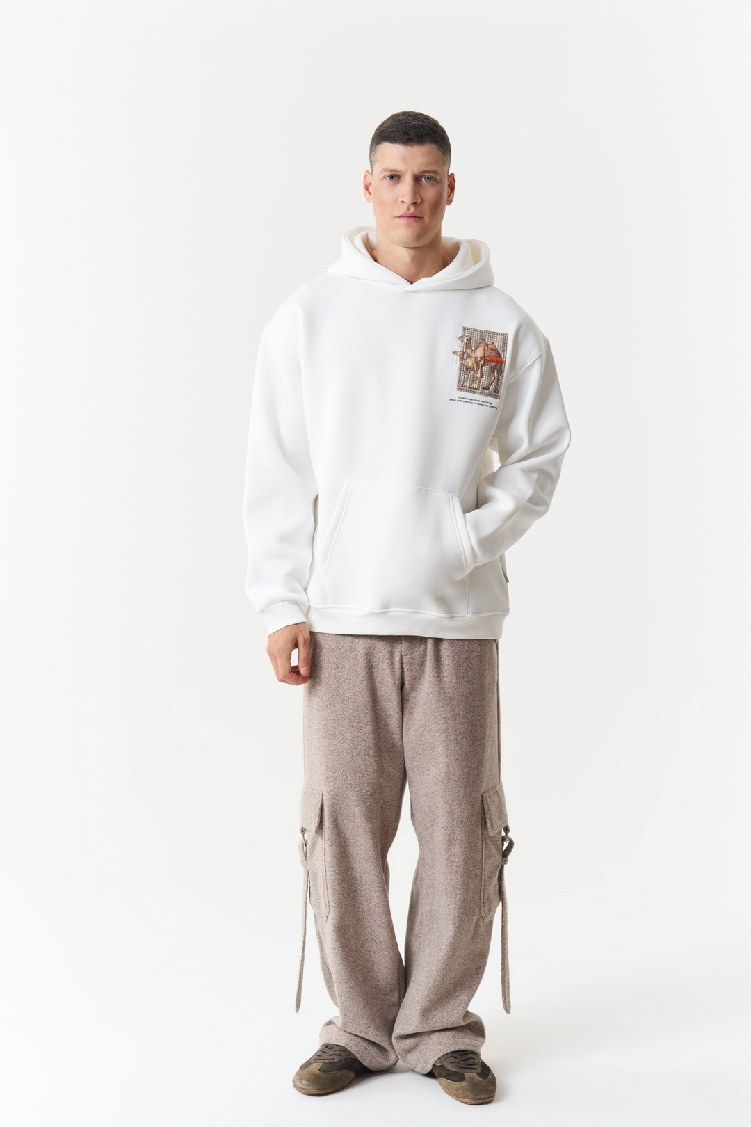 Desert Echo Oversize Erkek Sweatshirt Ekru