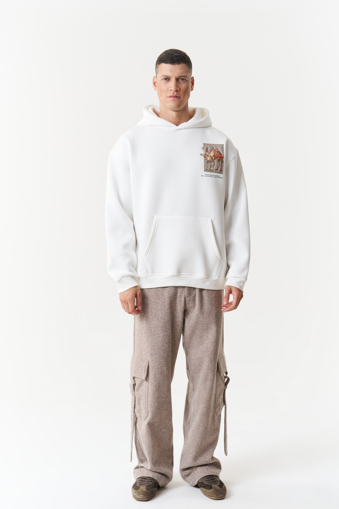 Desert Echo Oversize Erkek Sweatshirt Ekru