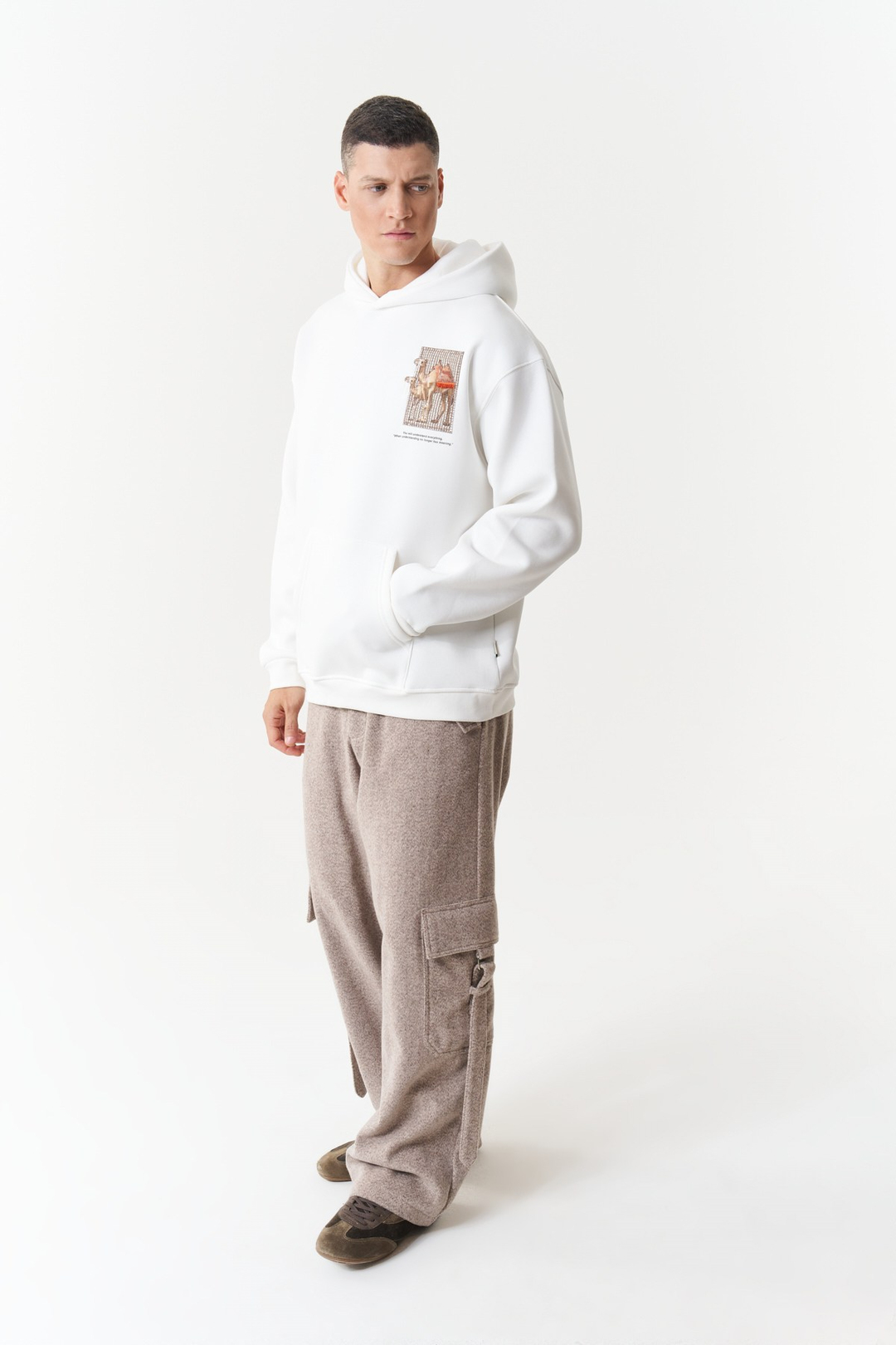 Desert Echo Oversize Erkek Sweatshirt Ekru