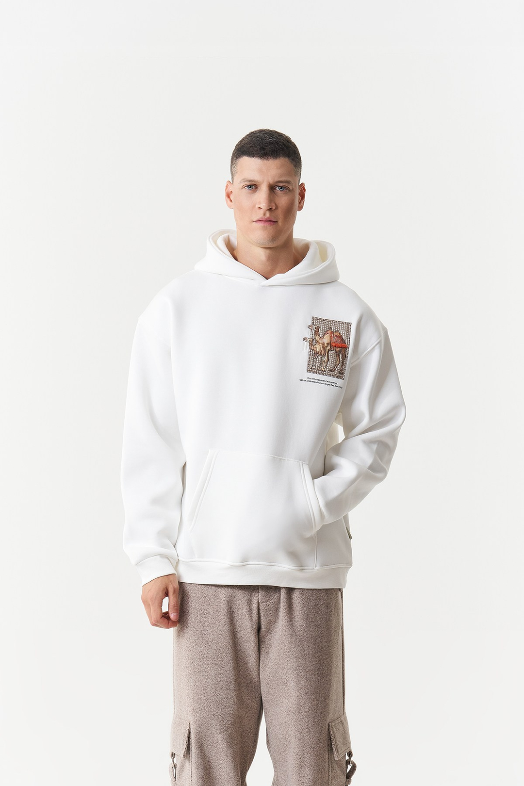 Desert Echo Oversize Erkek Sweatshirt Ekru
