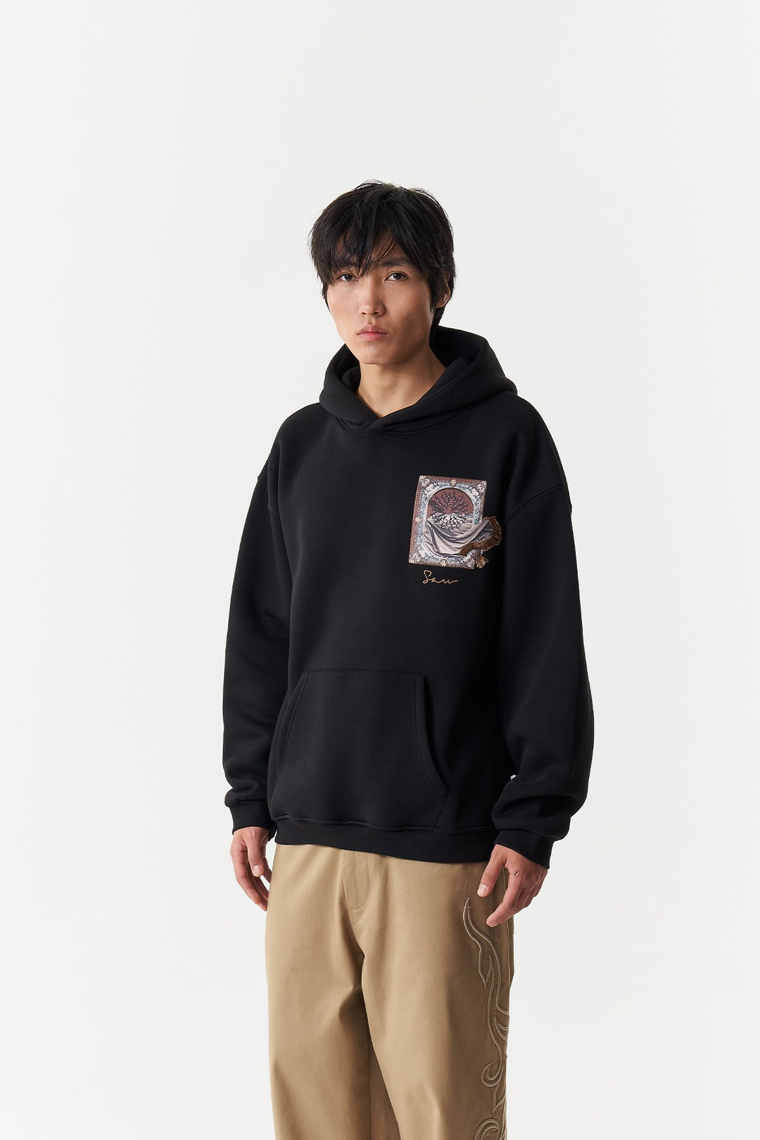 Desert Veil Oversize Erkek Sweatshirt Siyah