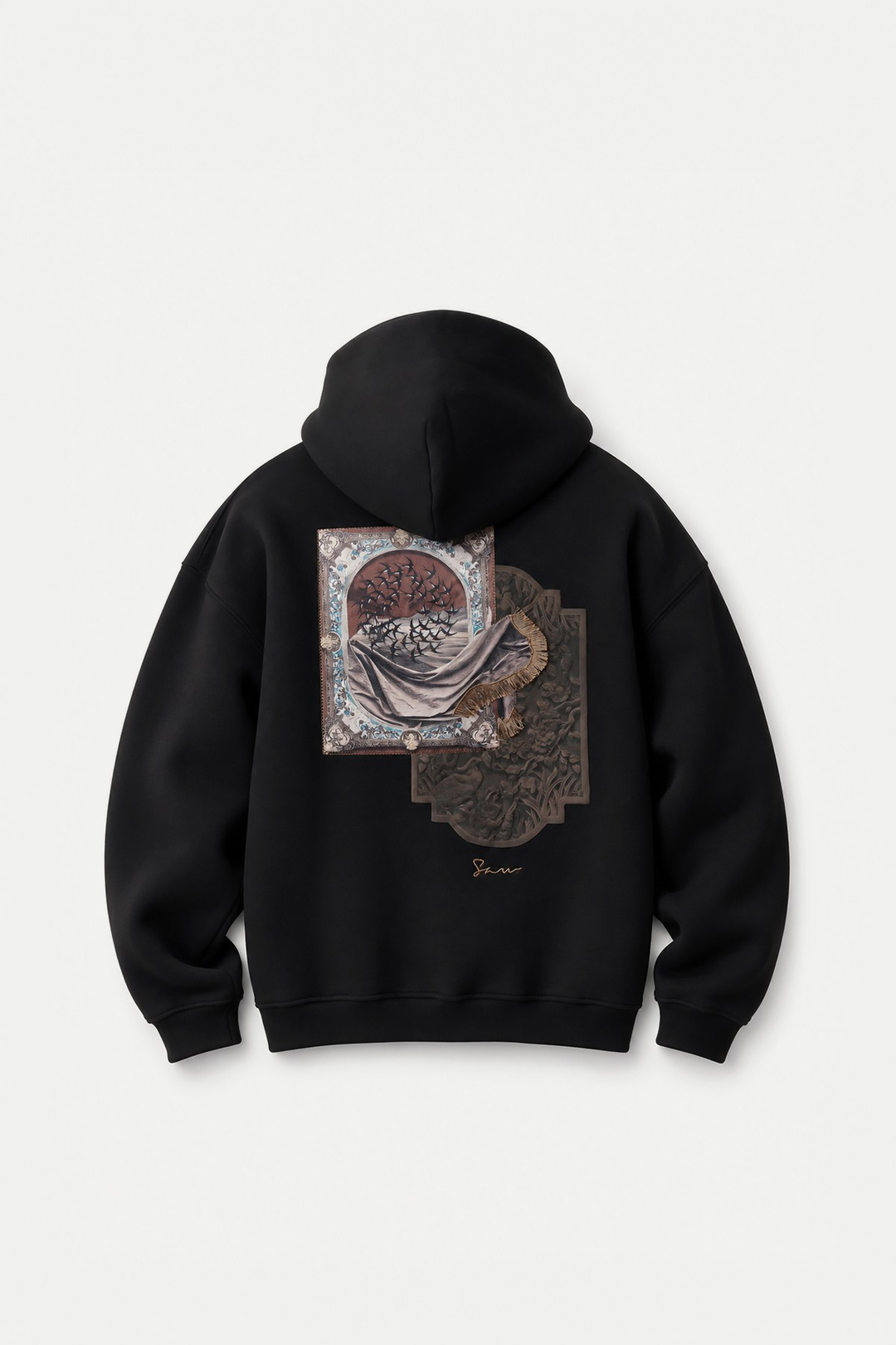 Desert Veil Oversize Erkek Sweatshirt Siyah