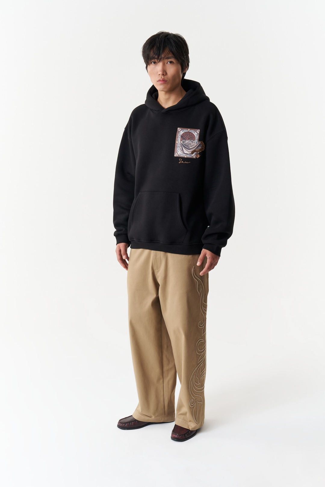 Desert Veil Oversize Erkek Sweatshirt Siyah