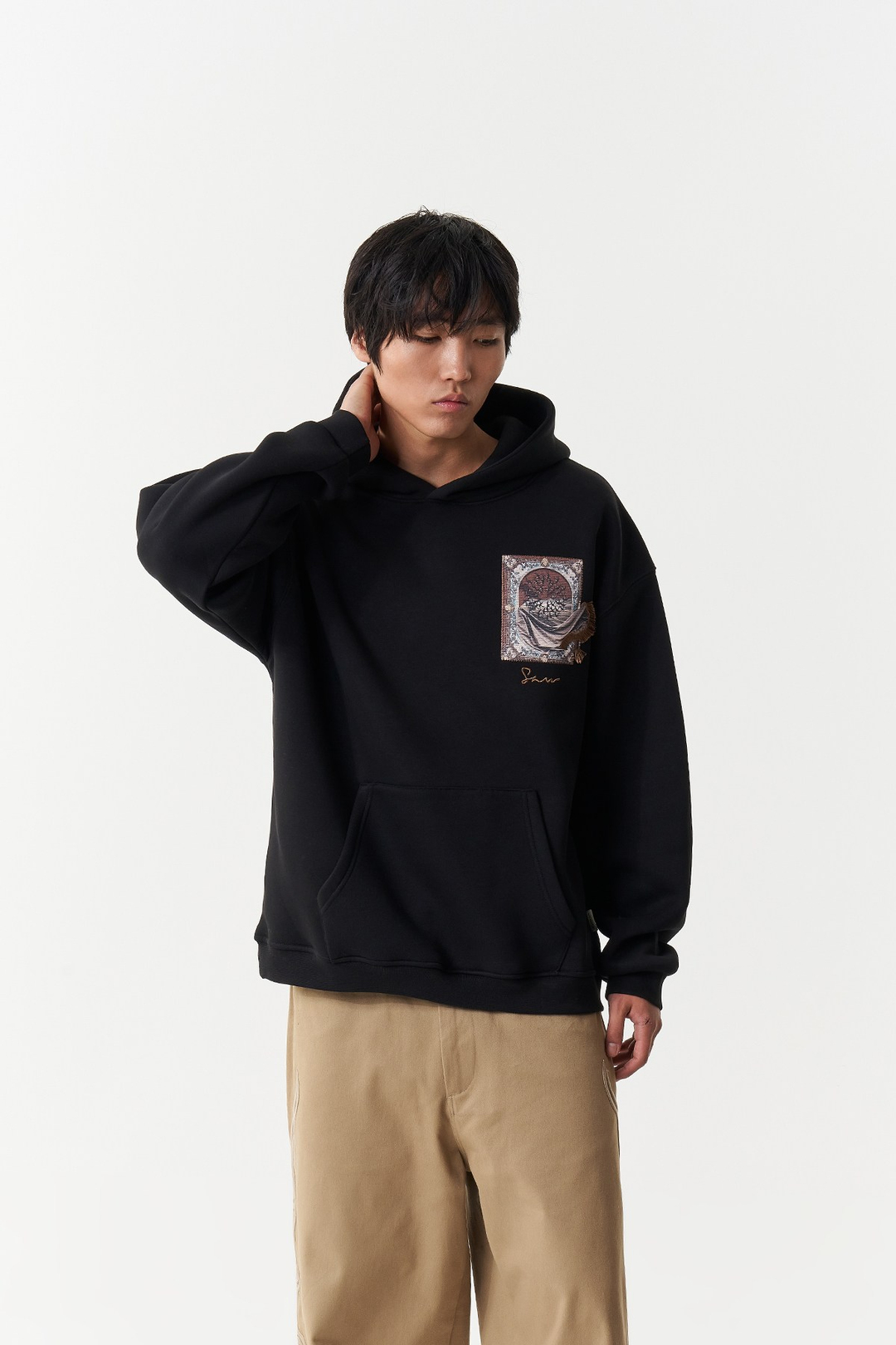Desert Veil Oversize Erkek Sweatshirt Siyah