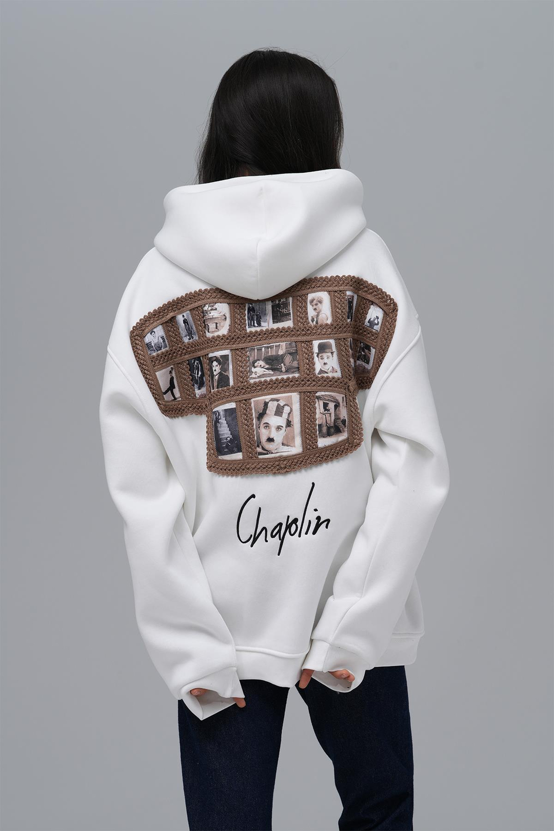 Frames of Laughter Oversize Sweatshirt Kadın Ekru