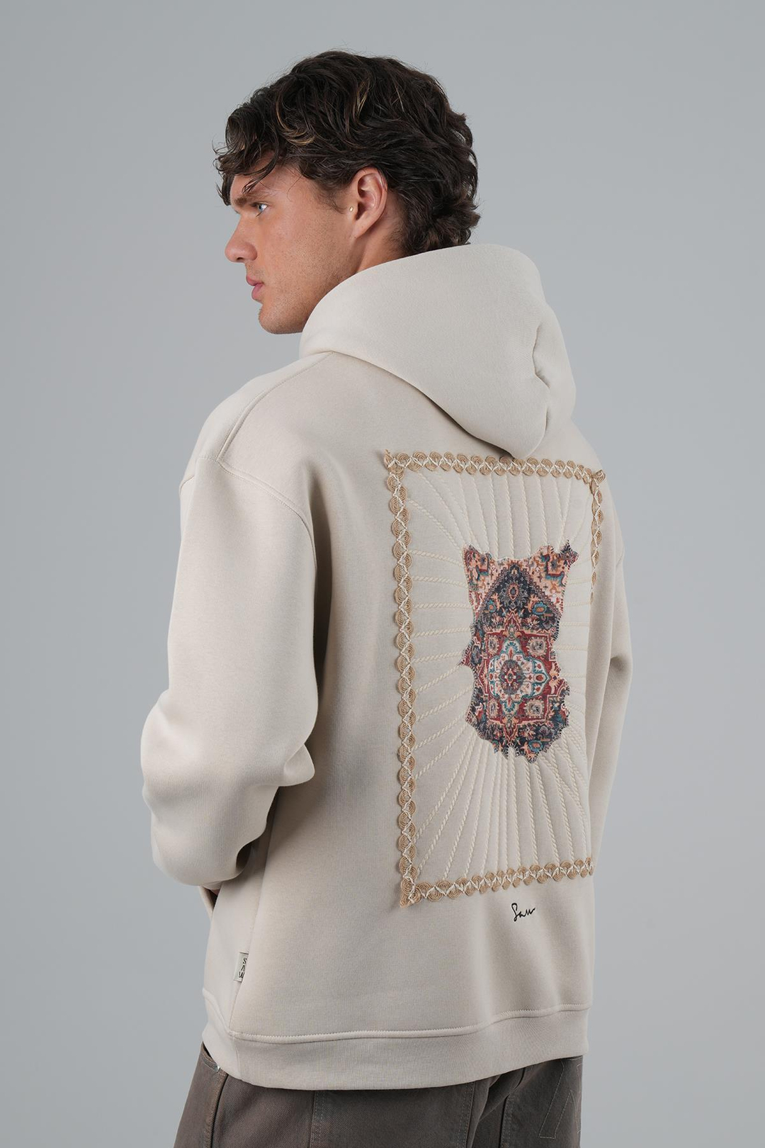 Heritage Threads Oversize Sweatshirt Erkek Stone