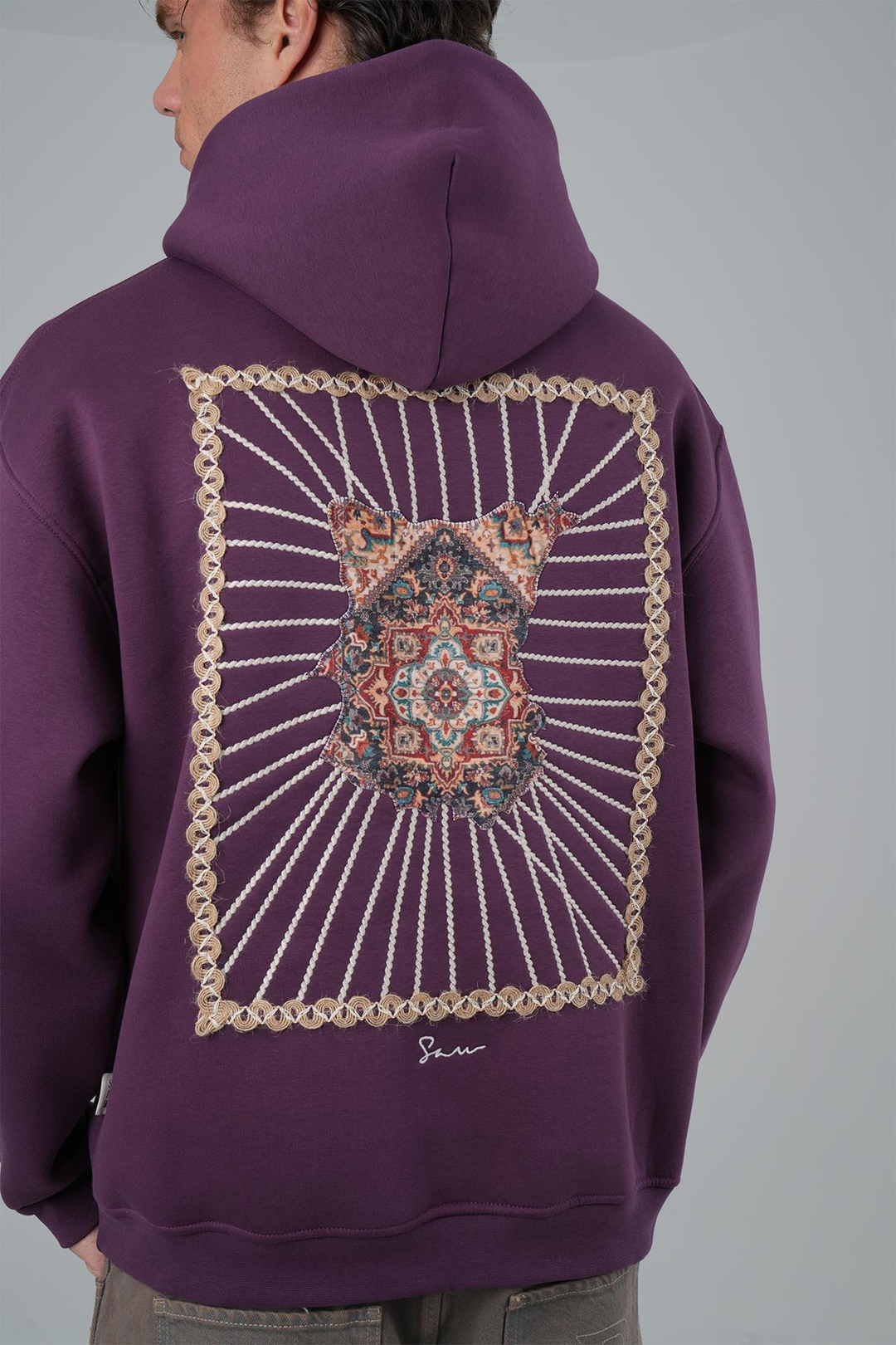 Heritage Threads Oversize Sweatshirt Erkek Mor