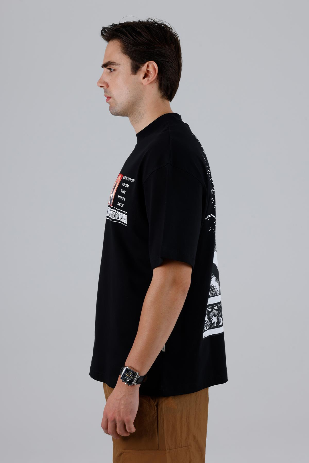 Inner Echo Oversize Tişört Erkek Siyah