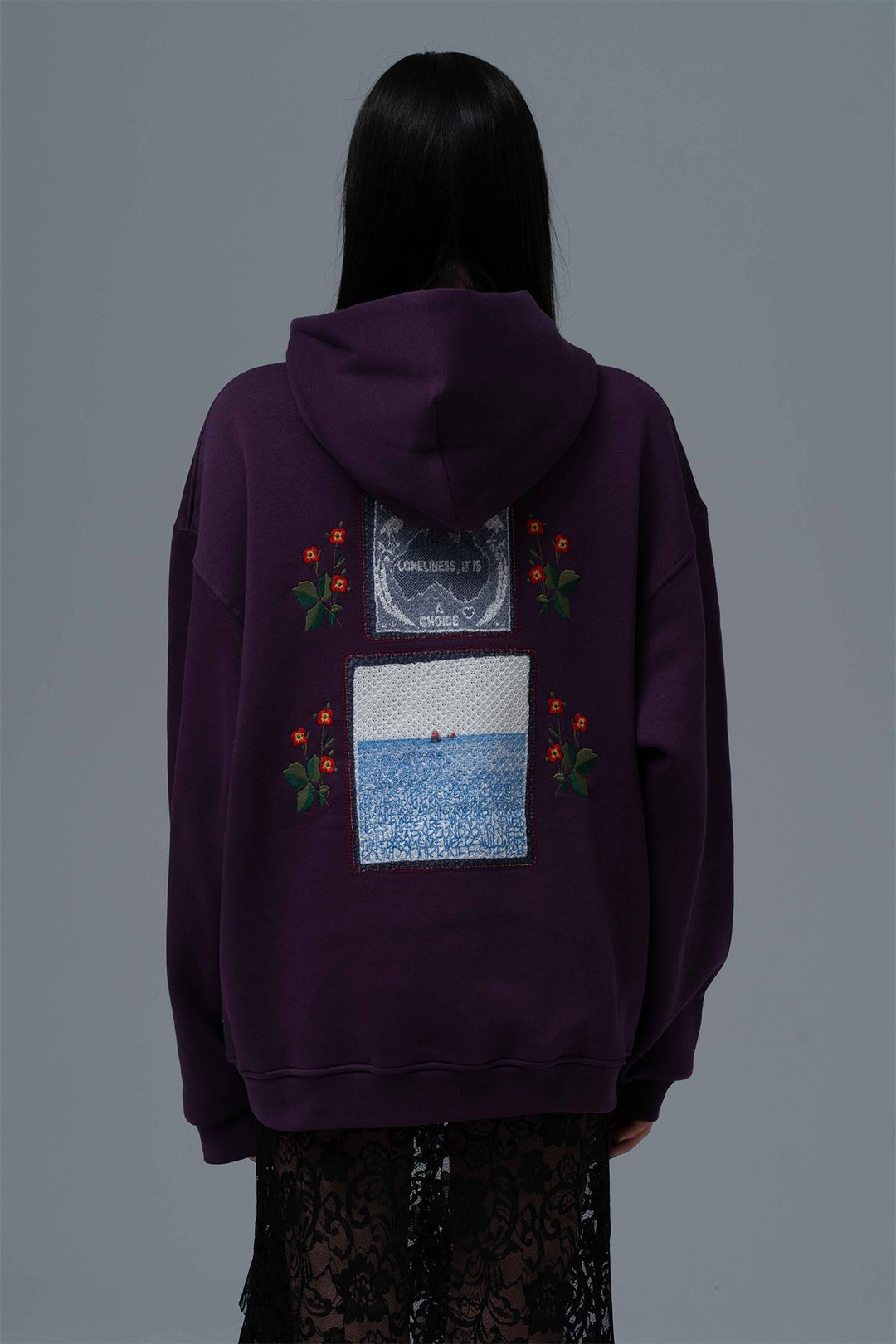 Loneliness Is a Choice Oversize Sweatshirt Kadın Mor