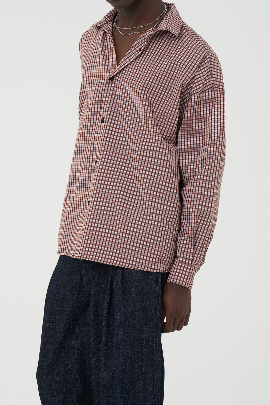 Madras Check Oversize Erkek Gömlek Kiremit