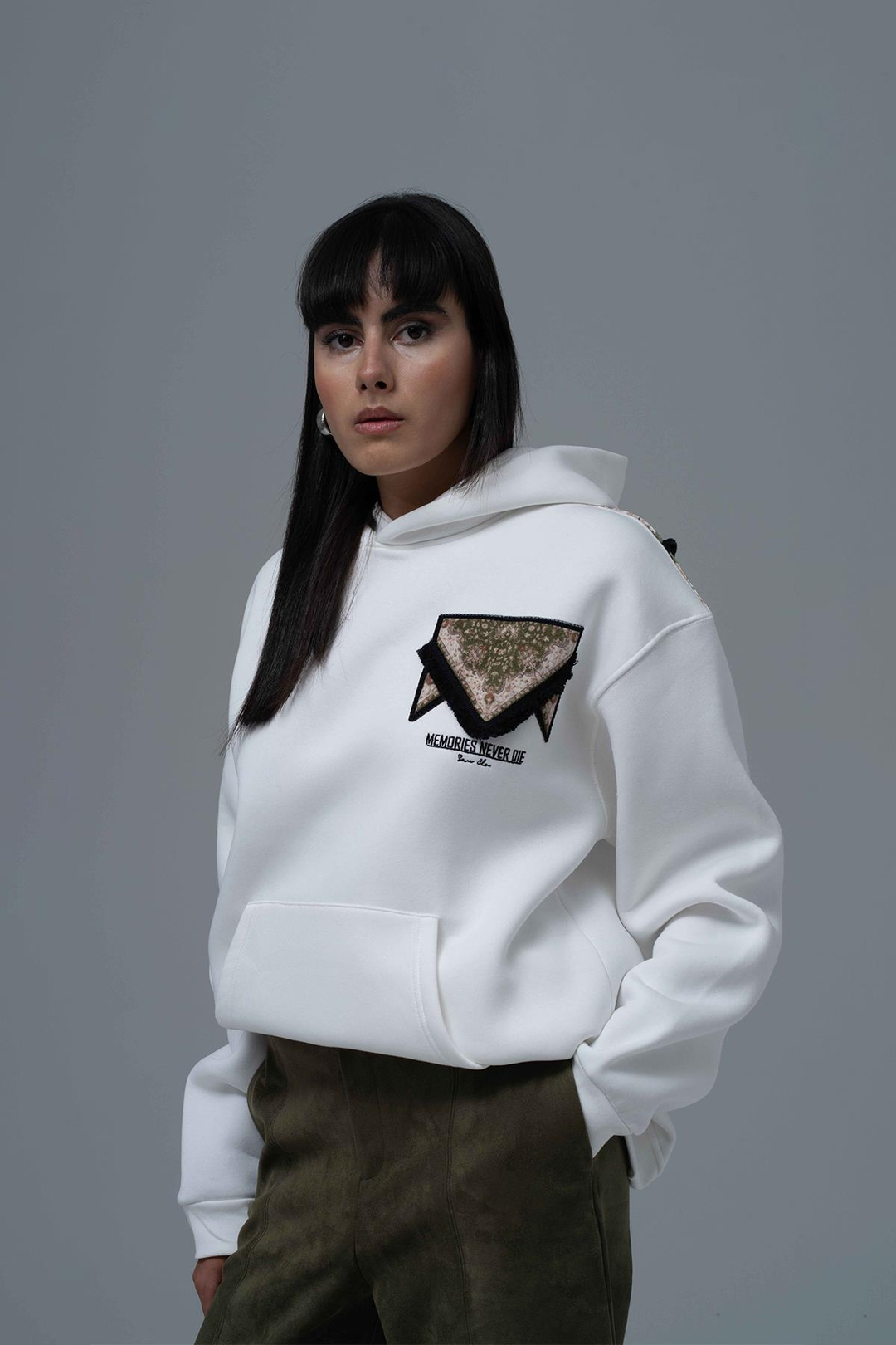 Memories Never Die Oversize Sweatshirt Kadın Taş