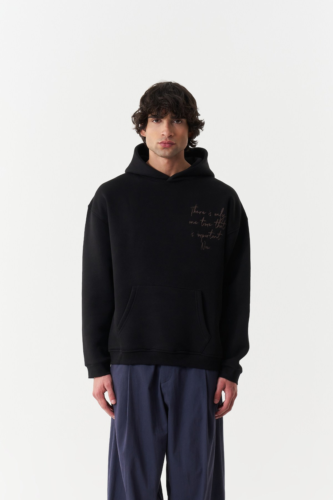 Moment in Flight Oversize Erkek Sweatshirt Siyah