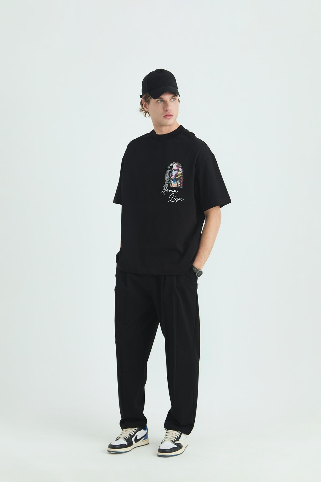 Mona Lisa Shooting Oversize Sweatshirt Erkek Siyah