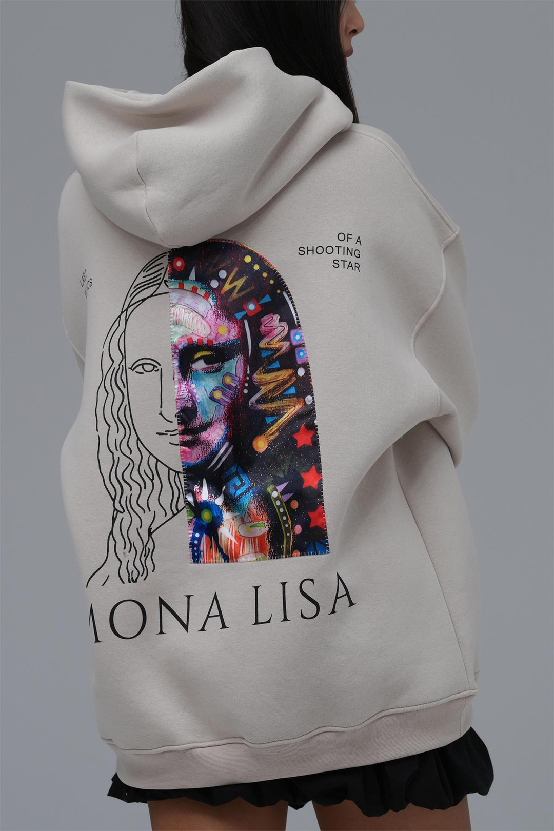 Mona Lisa Shooting Star Oversize Sweatshirt Kadın Stone