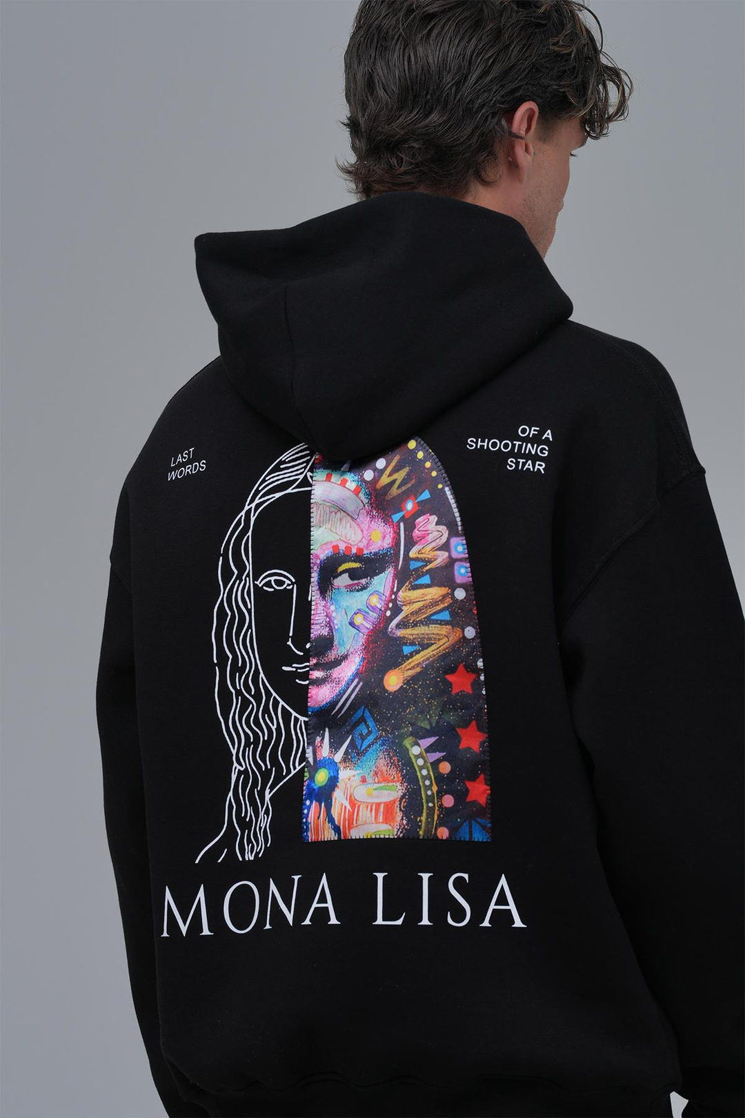 Mona Lisa Shooting Star Oversize Sweatshirt Erkek Siyah