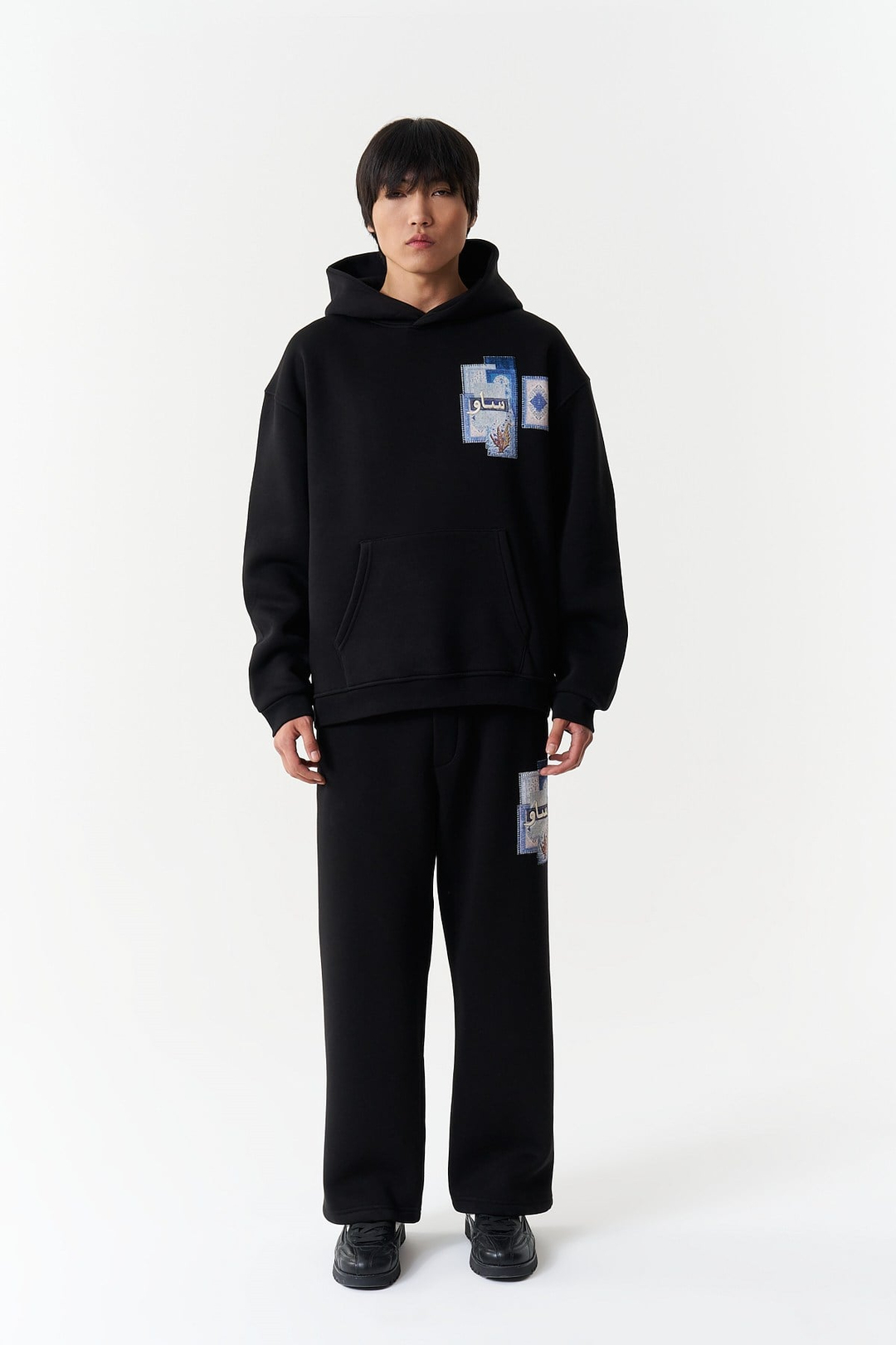 Mosaic Archive Oversize Erkek Sweatshirt Siyah