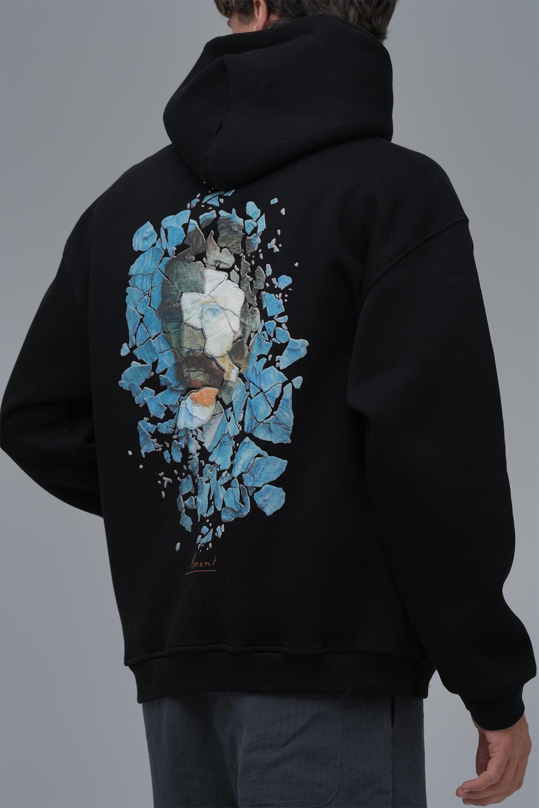 Mosaic Portrait Oversize Sweatshirt Erkek Siyah
