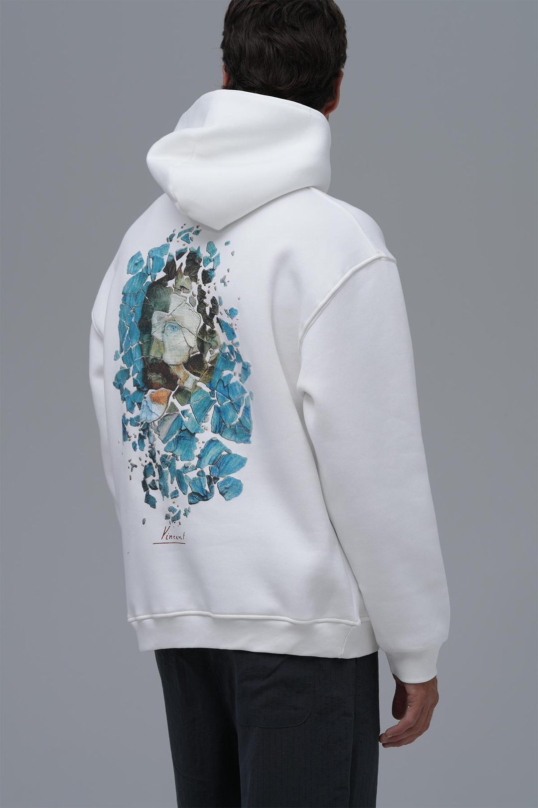 Mosaic Portrait Oversize Sweatshirt Erkek Ekru