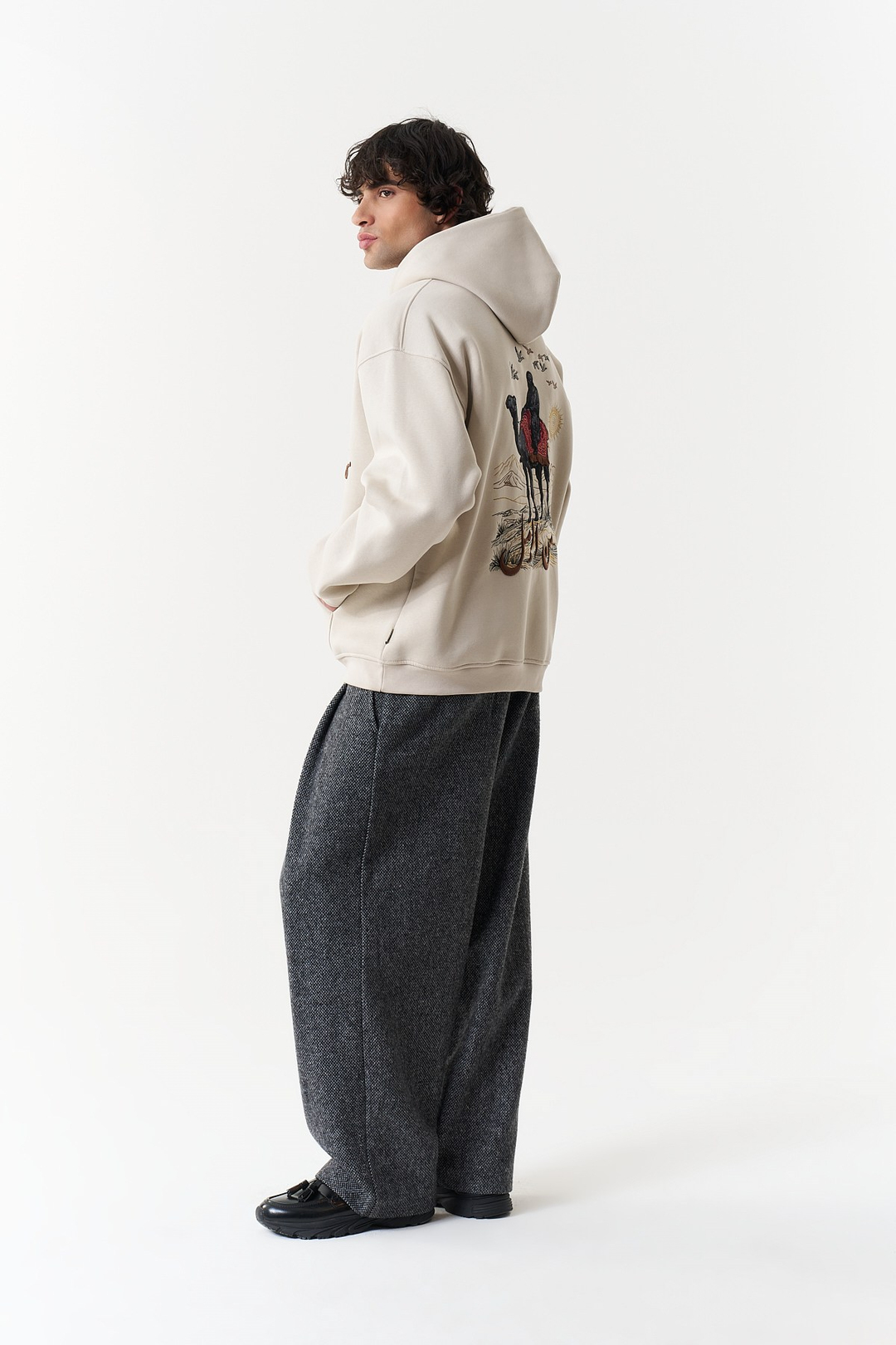Nomadic Horizon Oversize Erkek Sweatshirt Stone