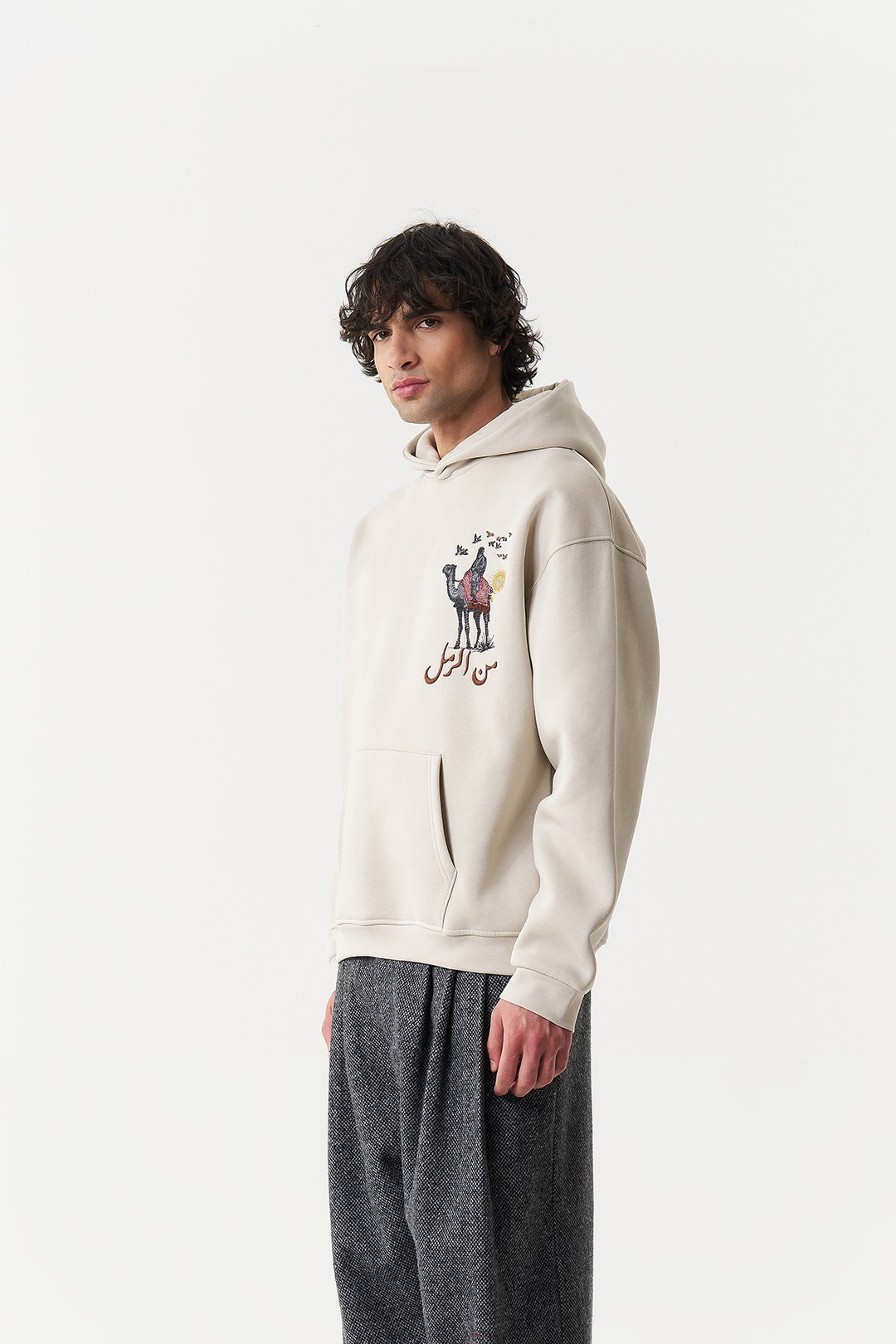 Nomadic Horizon Oversize Erkek Sweatshirt Stone