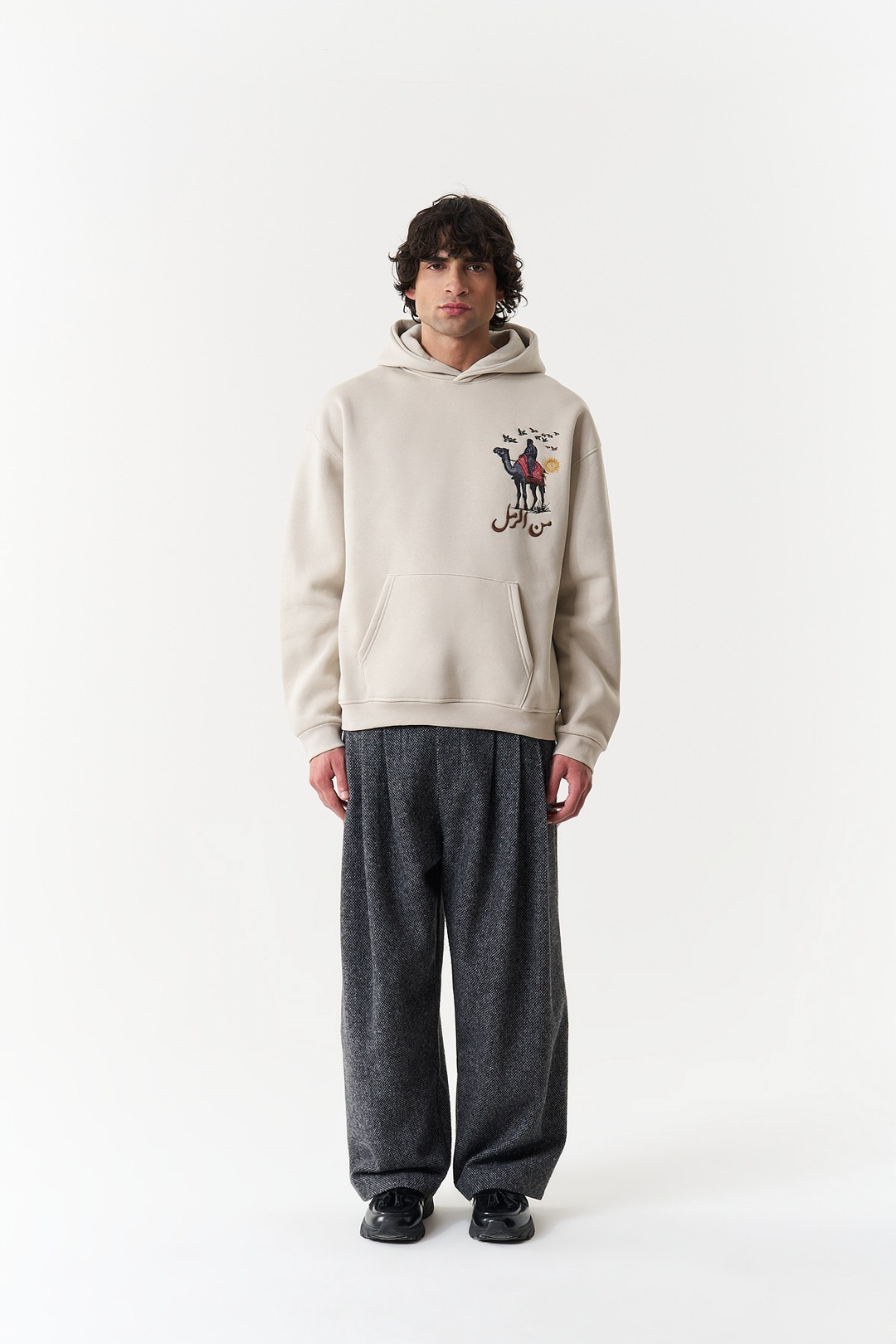 Nomadic Horizon Oversize Erkek Sweatshirt Stone