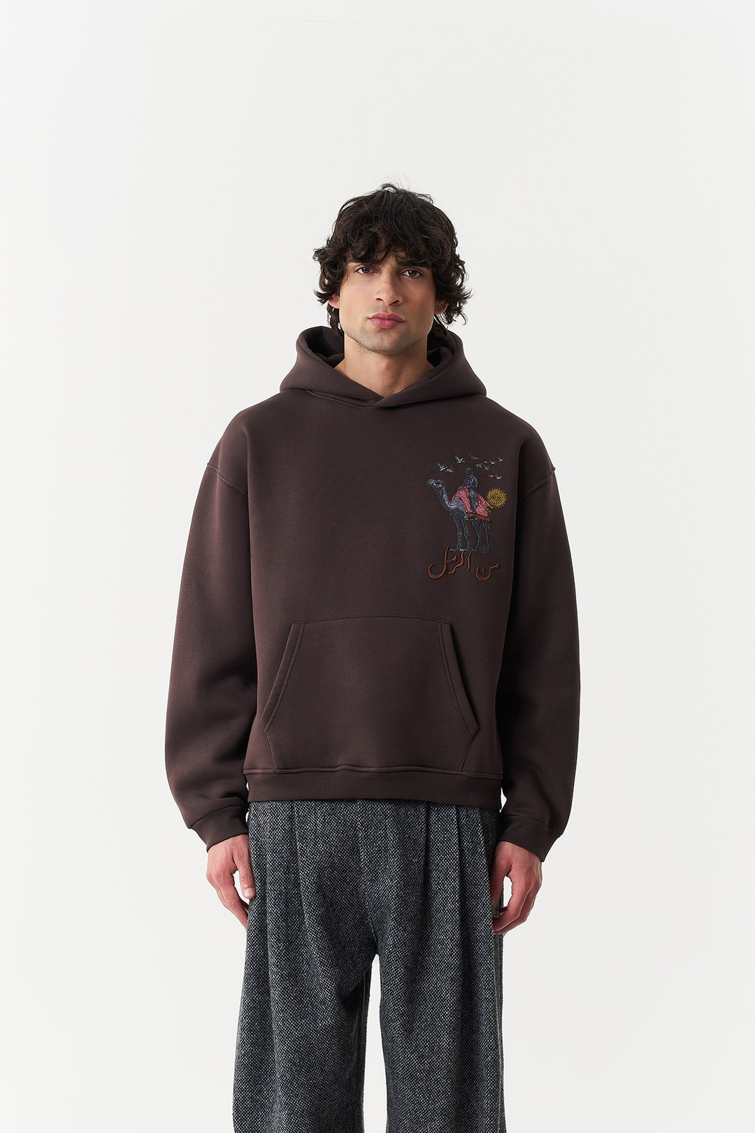 Nomadic Horizon Oversize Erkek Sweatshirt Kahverengi