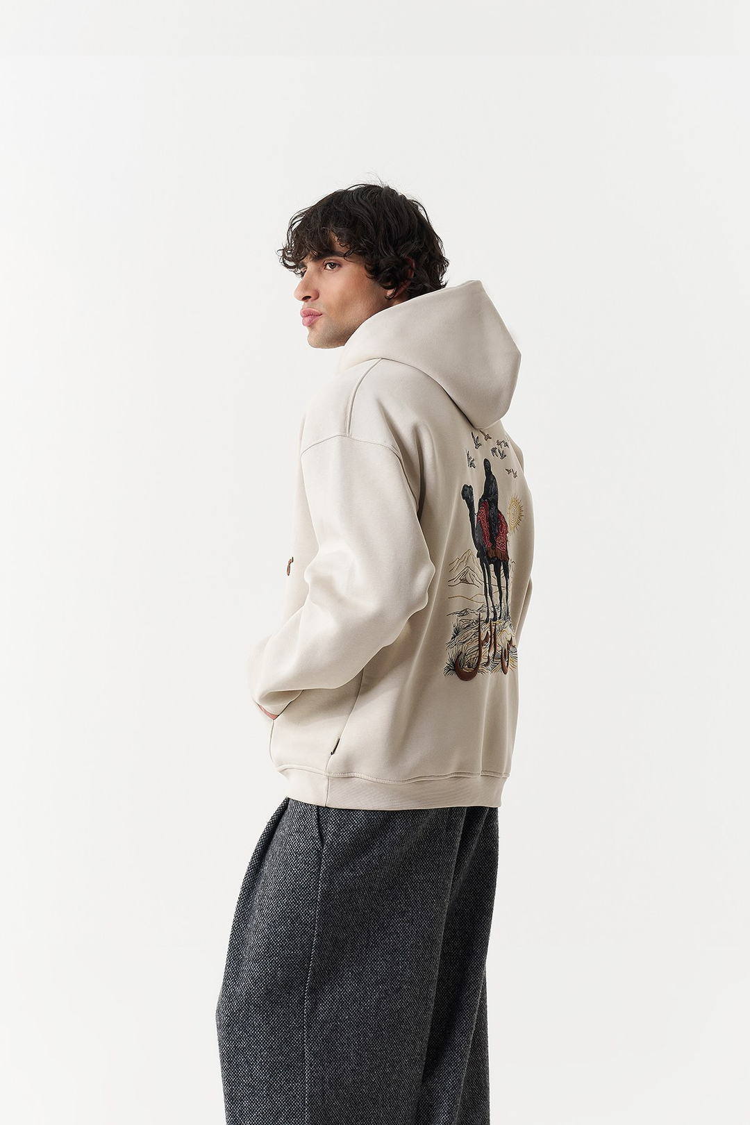 Nomadic Horizon Oversize Erkek Sweatshirt Stone