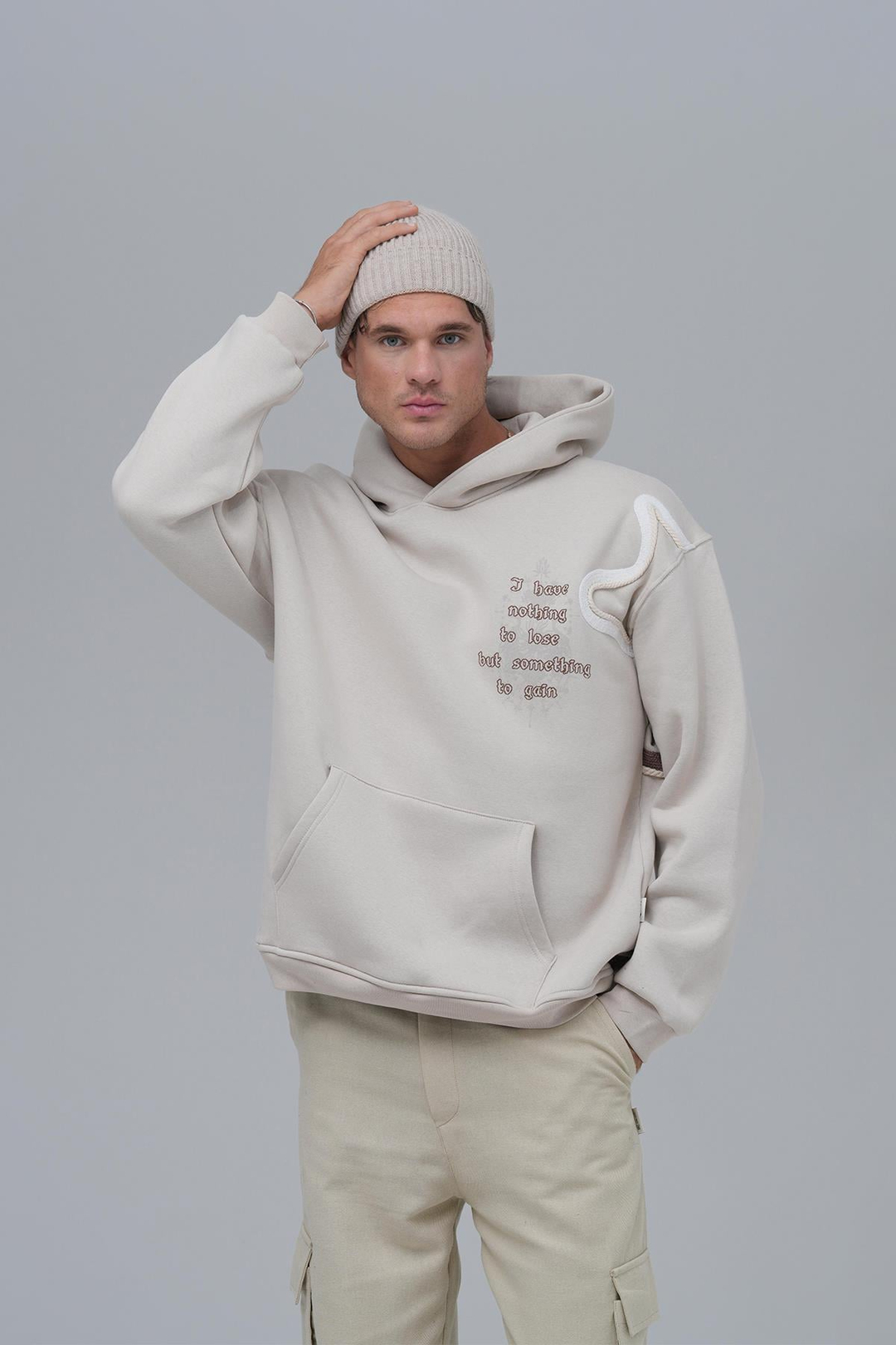 Nothing to Lose Oversize Sweatshirt Erkek Stone