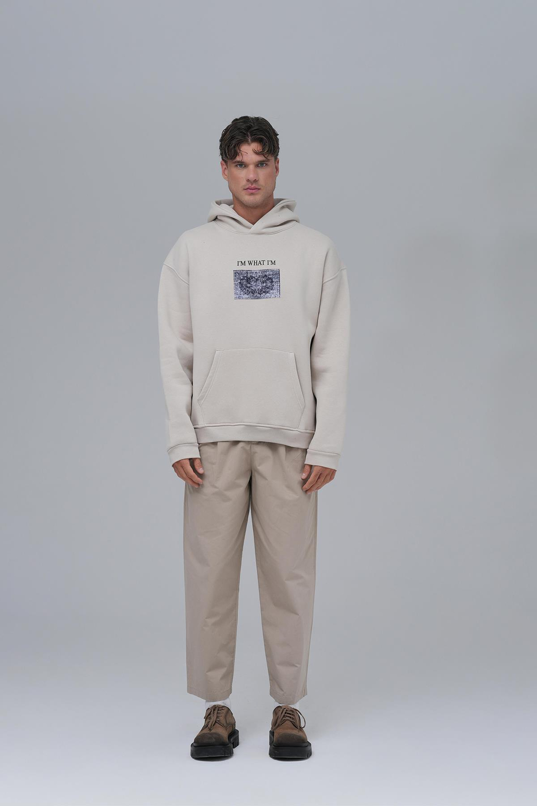 Now Manifesto Oversize Sweatshirt Erkek Stone