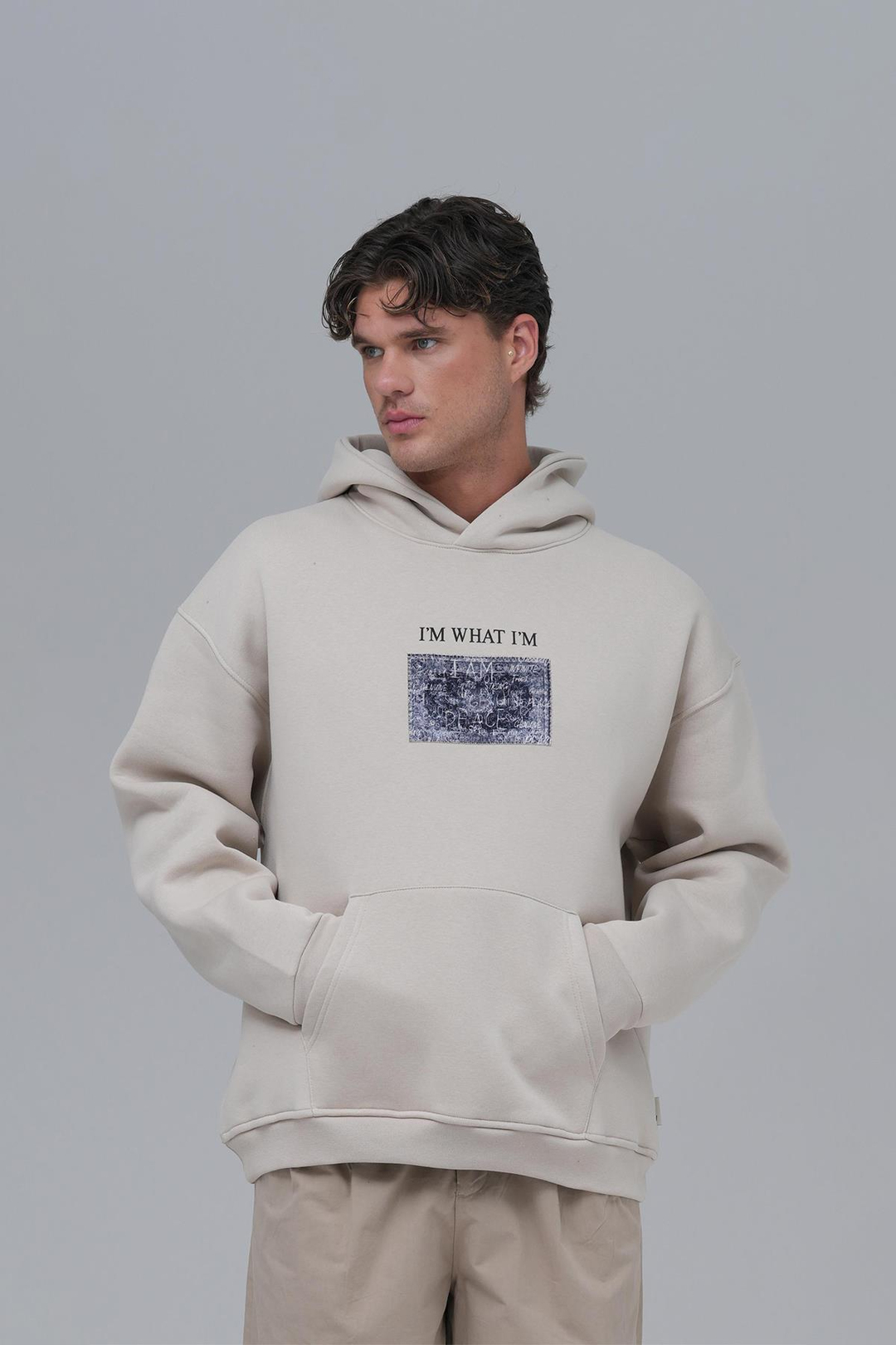 Now Manifesto Oversize Sweatshirt Erkek Stone