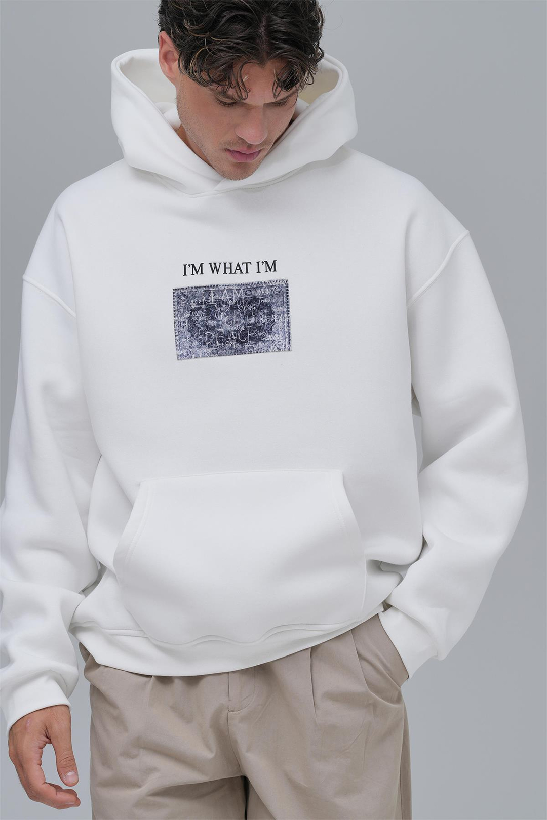 Now Manifesto Oversize Sweatshirt Erkek Ekru
