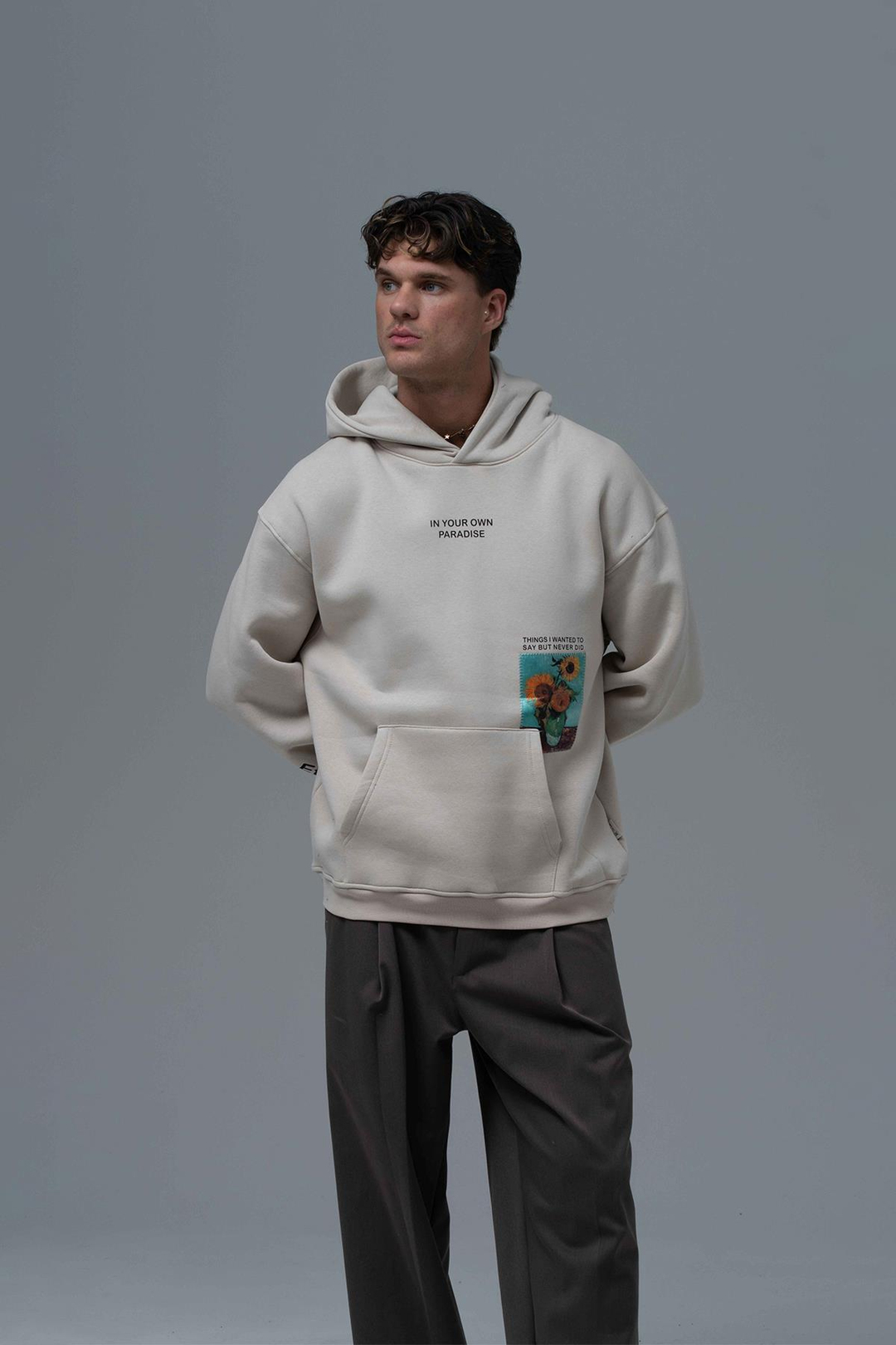 Paradise Within Oversize Sweatshirt Erkek Ekru
