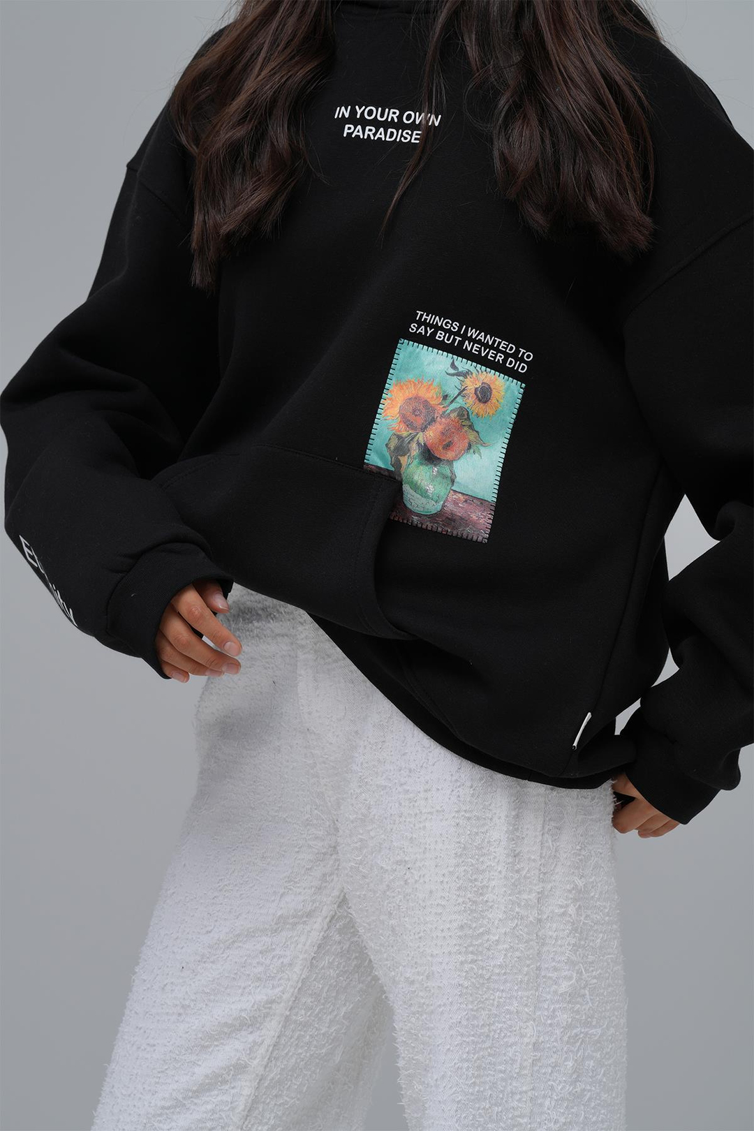 Paradise Within Oversize Sweatshirt Kadın Siyah
