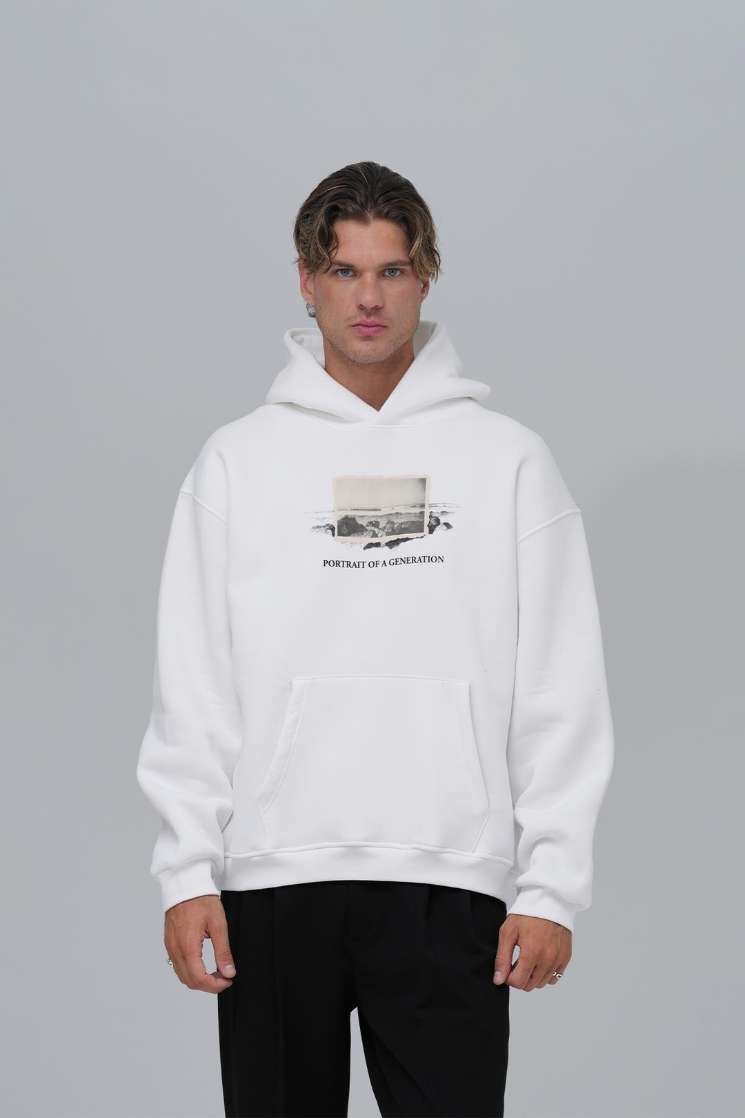 Portrait of a Generation Oversize Sweatshirt Erkek Taş