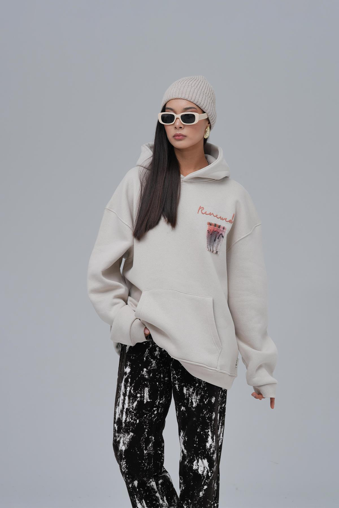 Renewed Flow Oversize Sweatshirt Kadın Stone