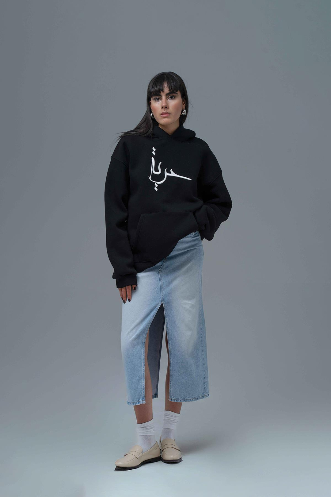 Roots & Freedom Oversize Sweatshirt Kadın Siyah