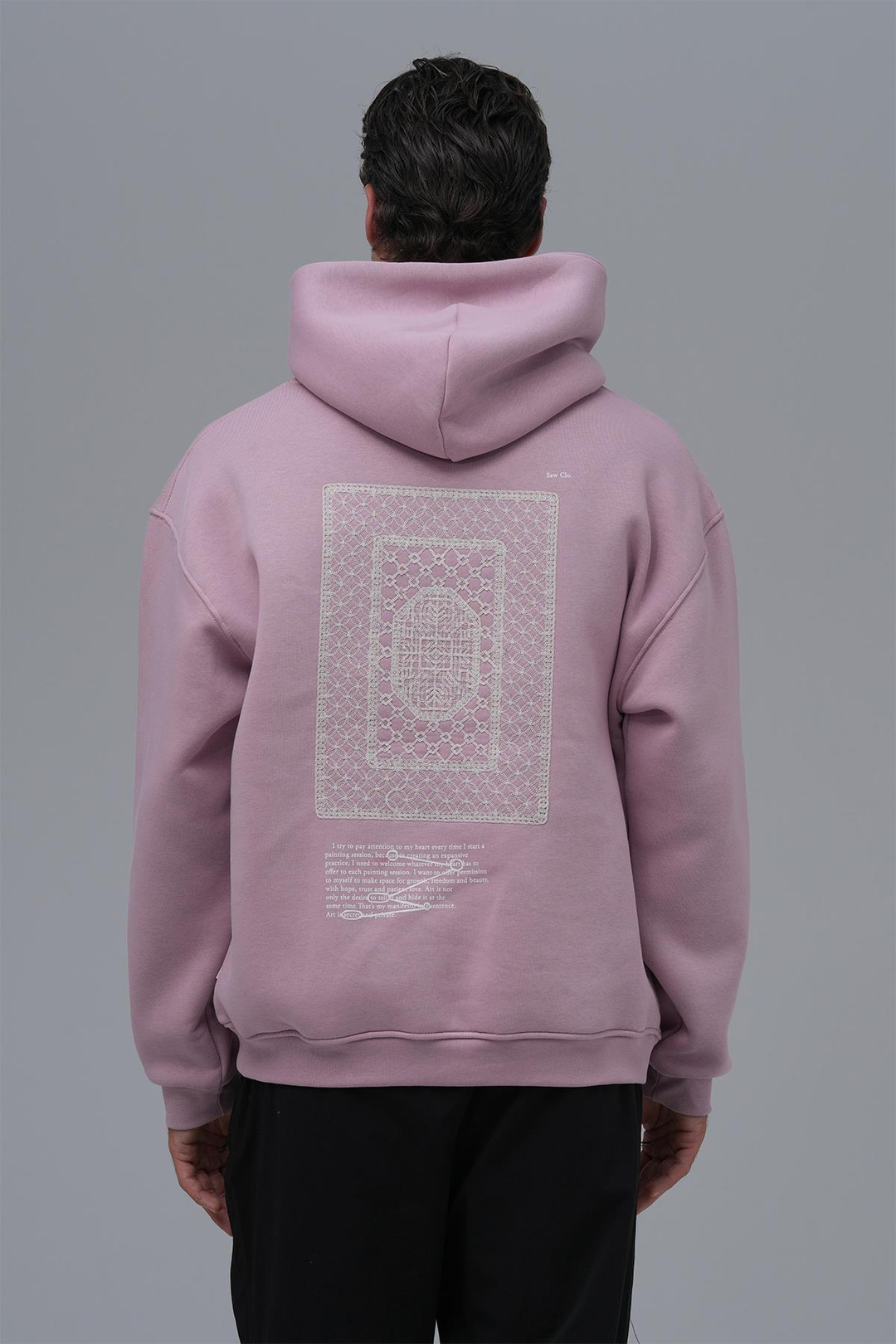 Sacred Geometry Oversize Sweatshirt Erkek Pembe