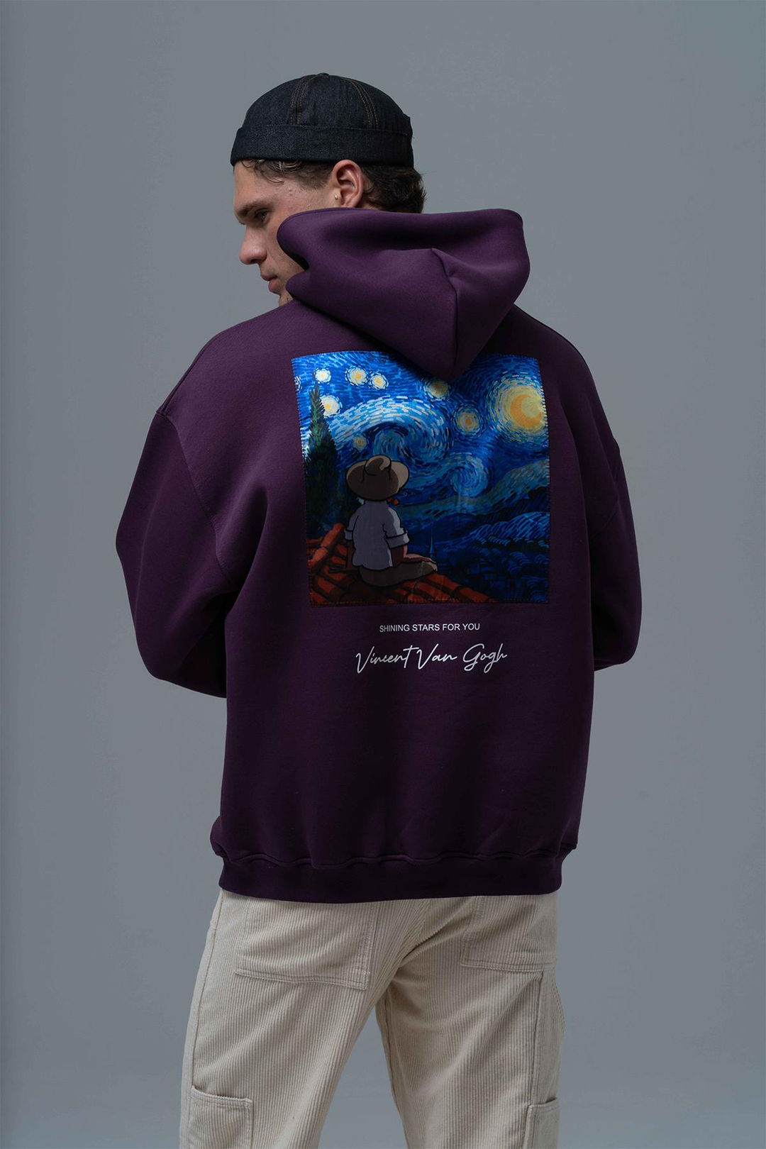Shining Stars Oversize Sweatshirt Erkek Mor