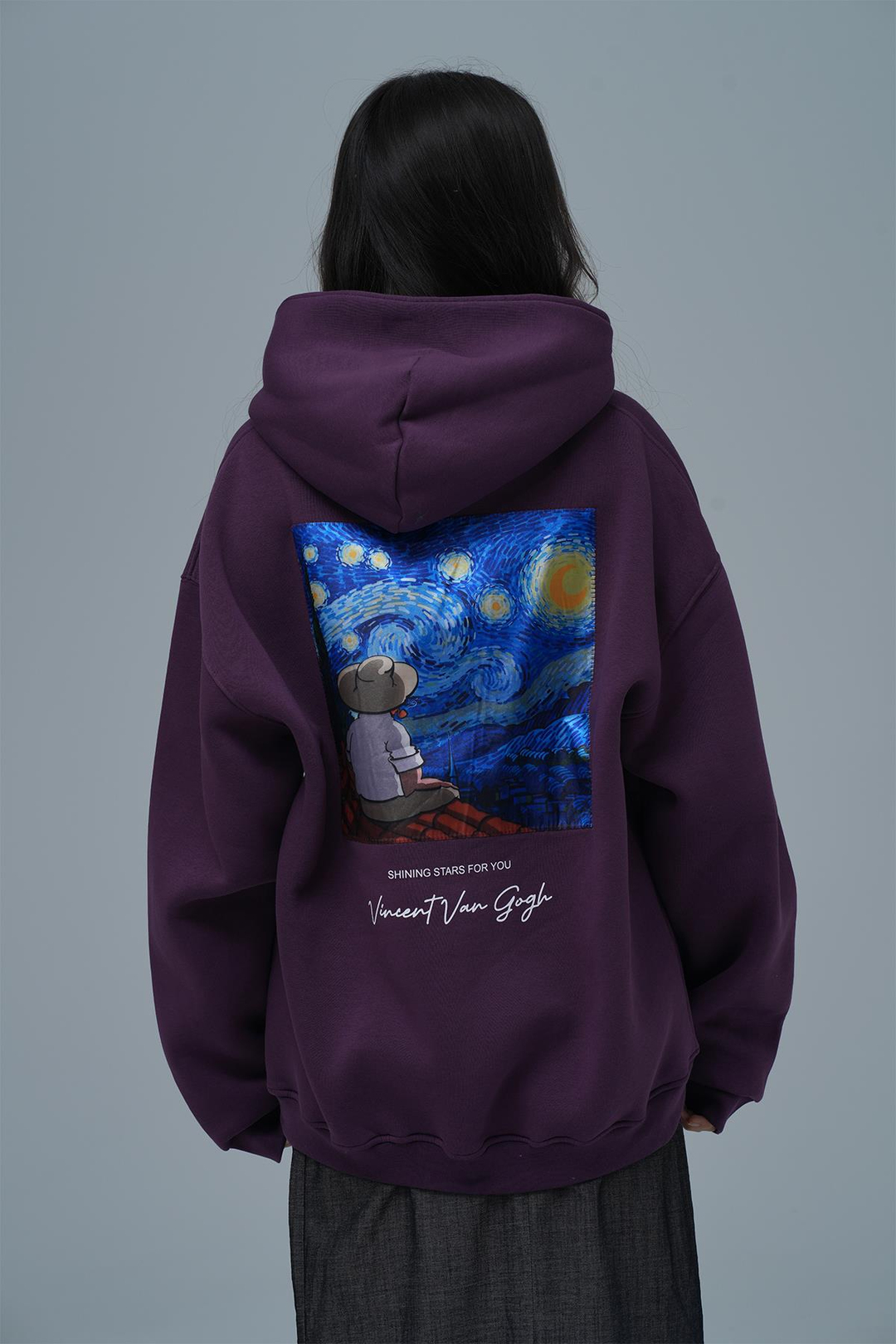 Shining Stars Oversize Sweatshirt Kadın Mor