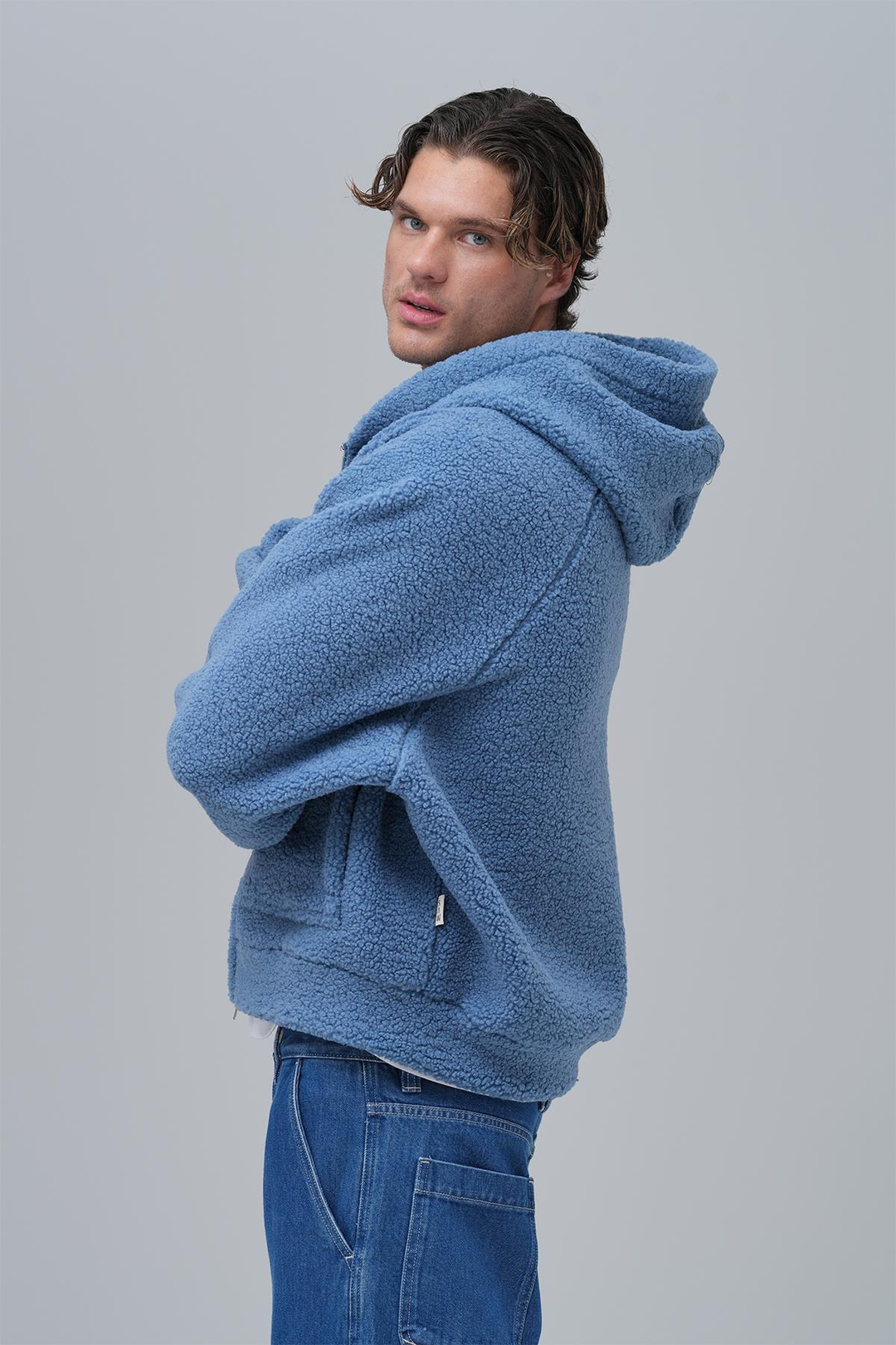 Soft Haven Oversize Welsoft Sweatshirt Erkek Mavi