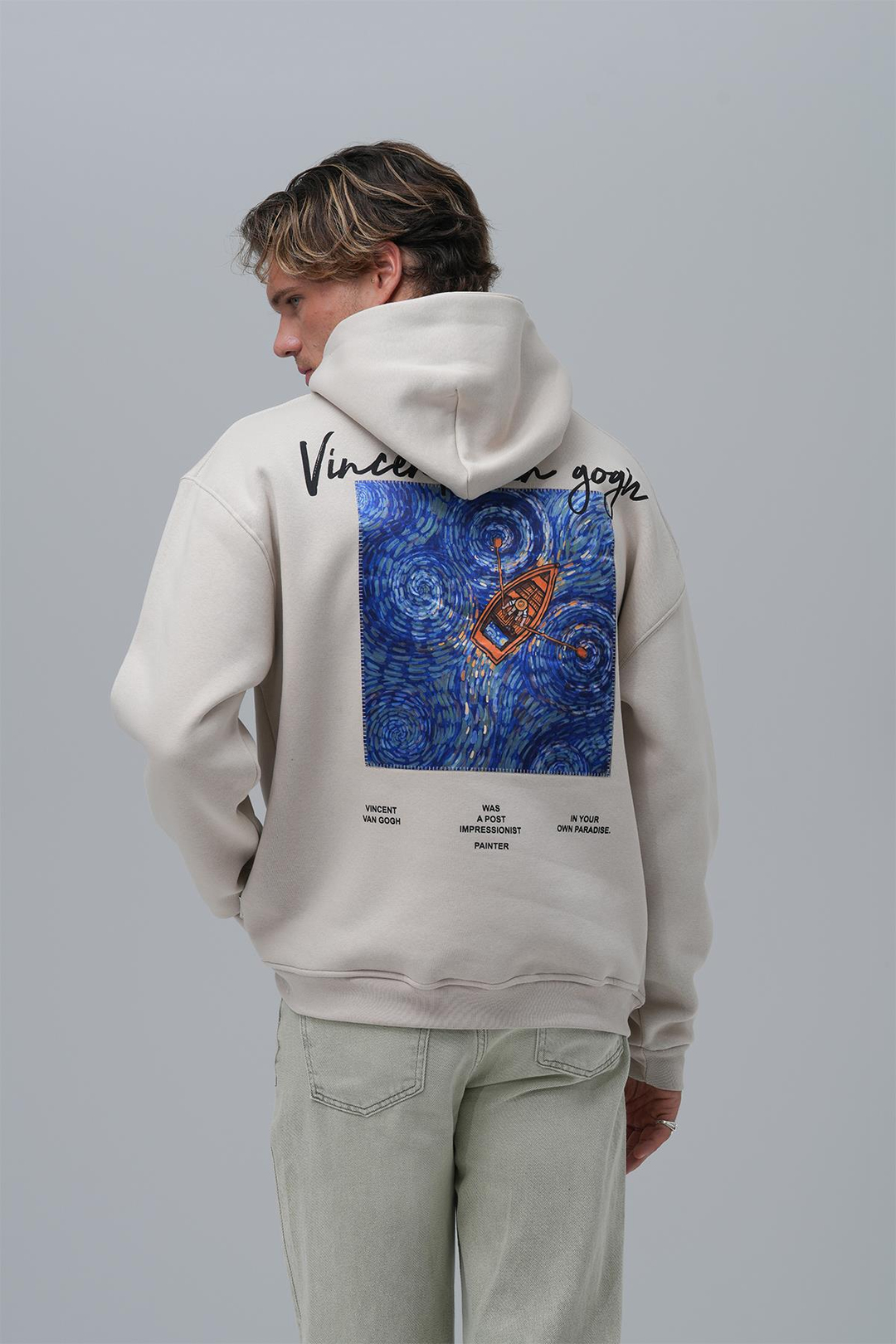 Starry Flow Oversize Sweatshirt Erkek Ekru